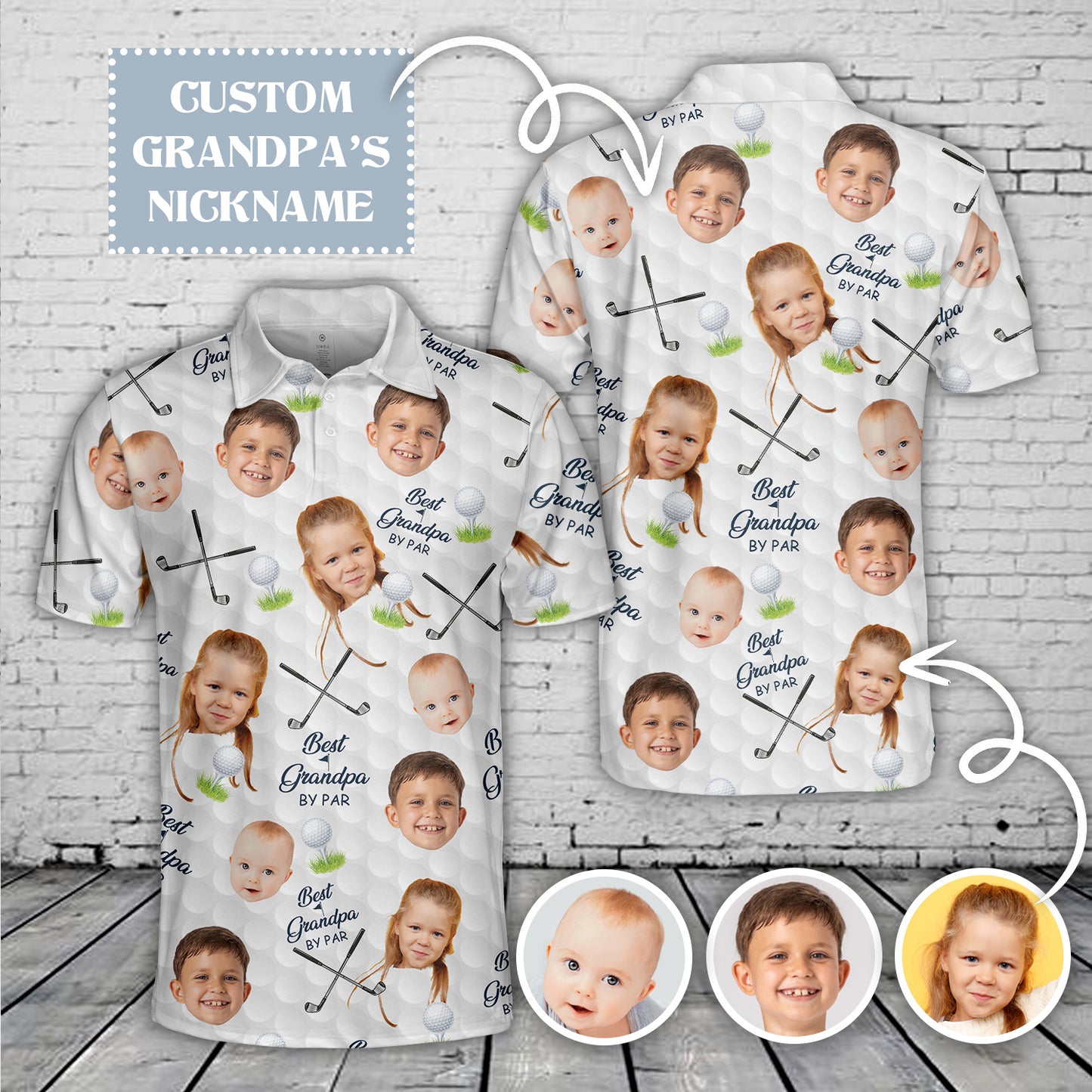 Custom Kid Face Golf Polo Shirt