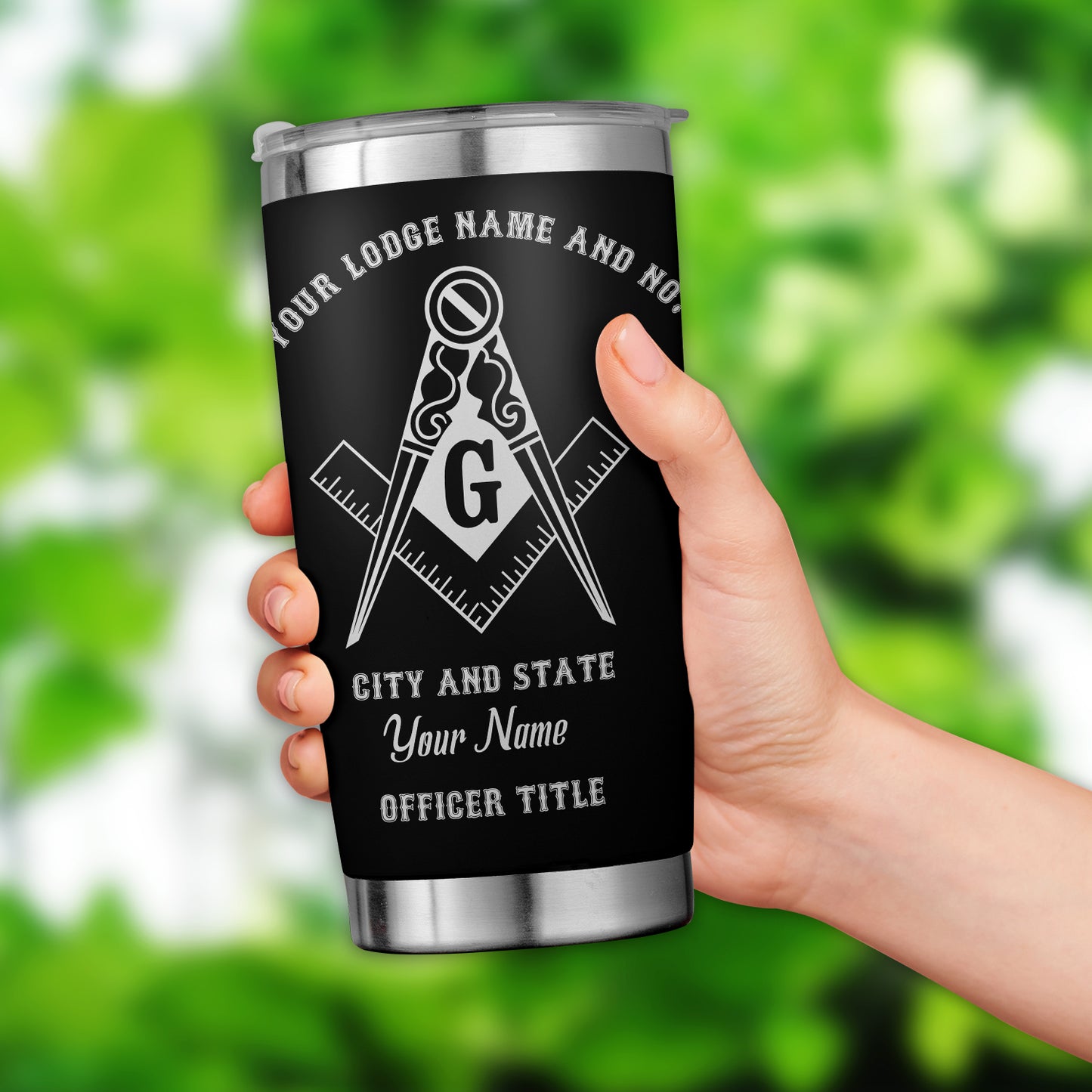 Custom Lodge Name, Number, City/State, Officer Title Masonic Freemason Tumbler 20oz