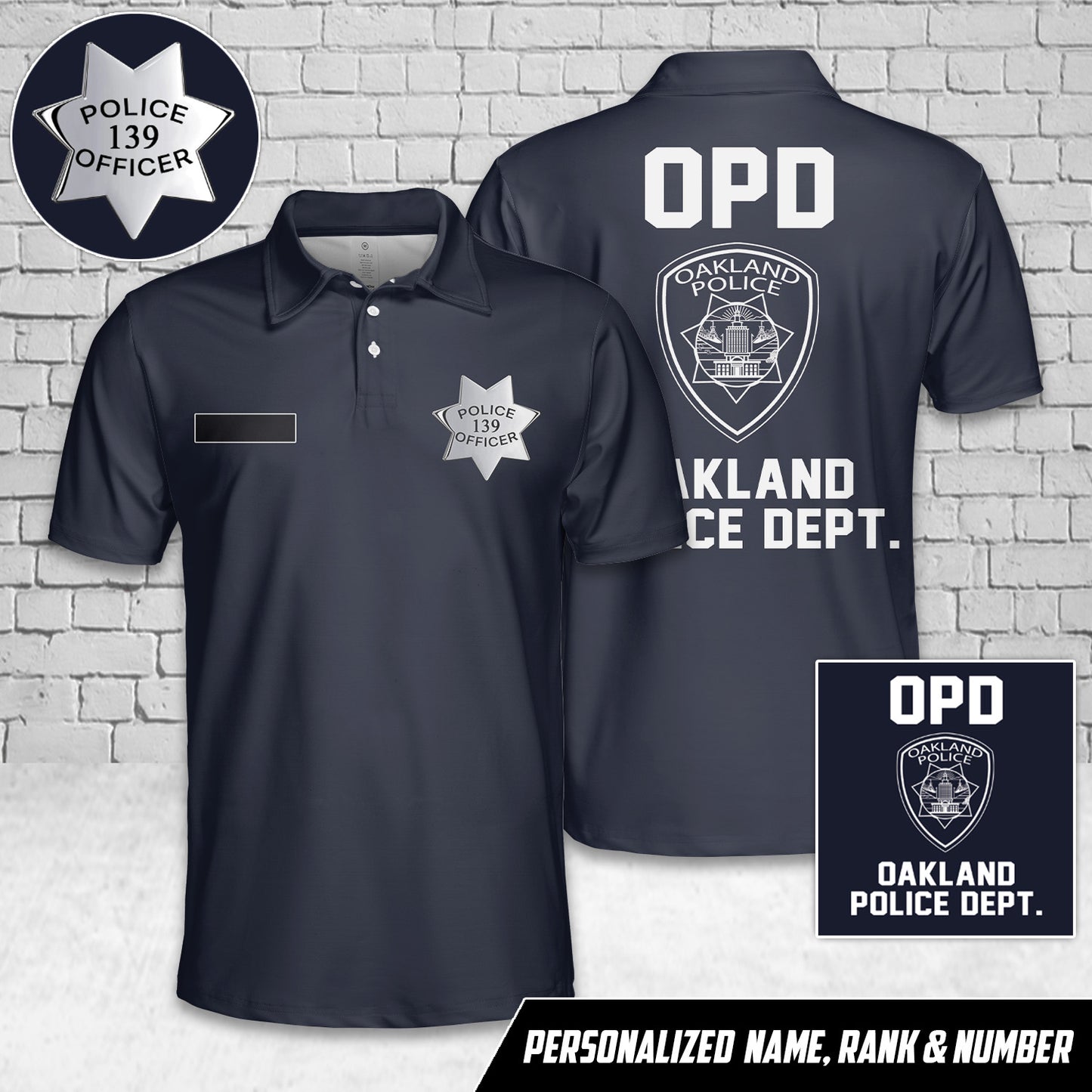 Custom Name, Rank And Number Oakland, California, Oakland Police Department (OPD) Polo Shirt