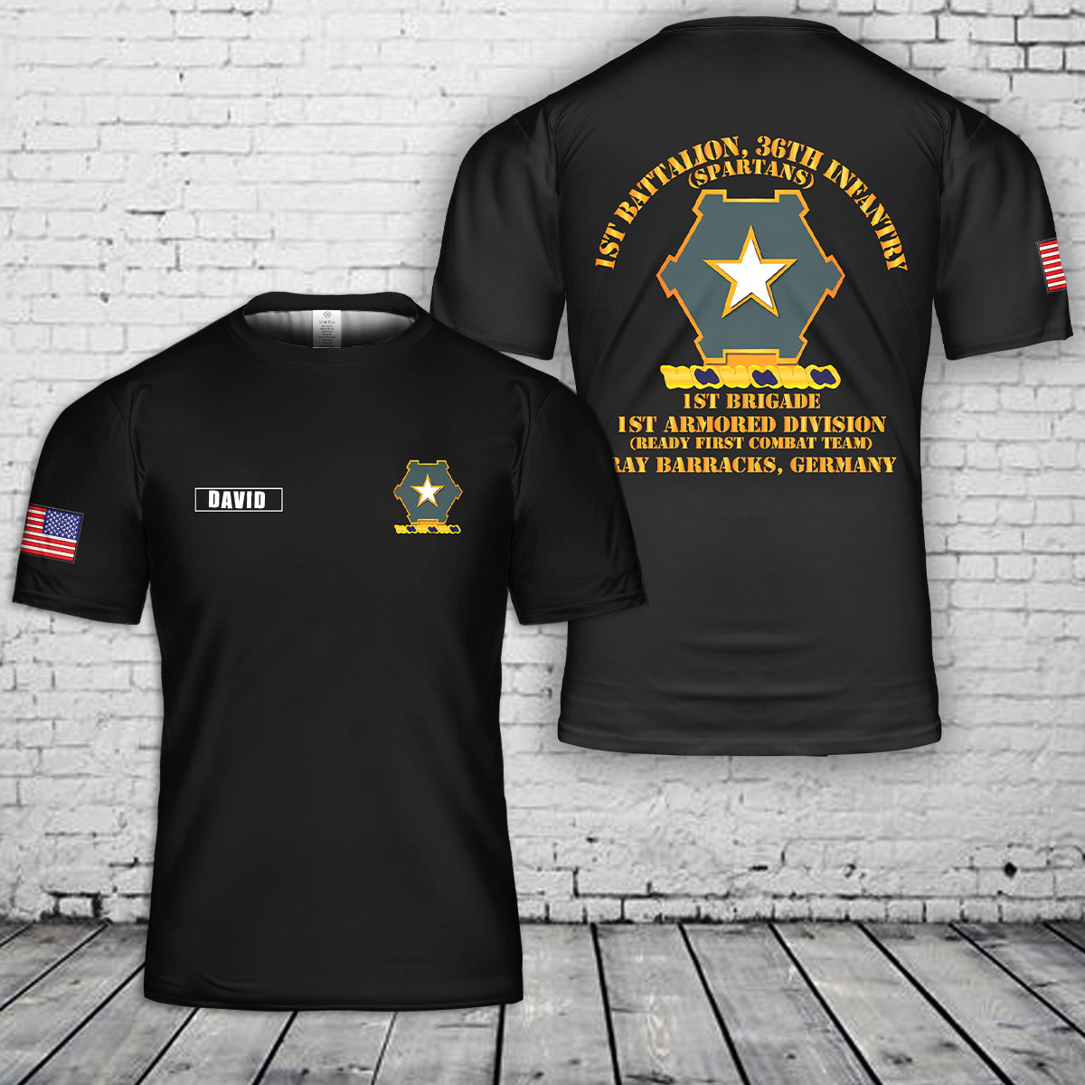 Custom Name 1-36 INF Charlie Co Spartans 3D T-Shirt