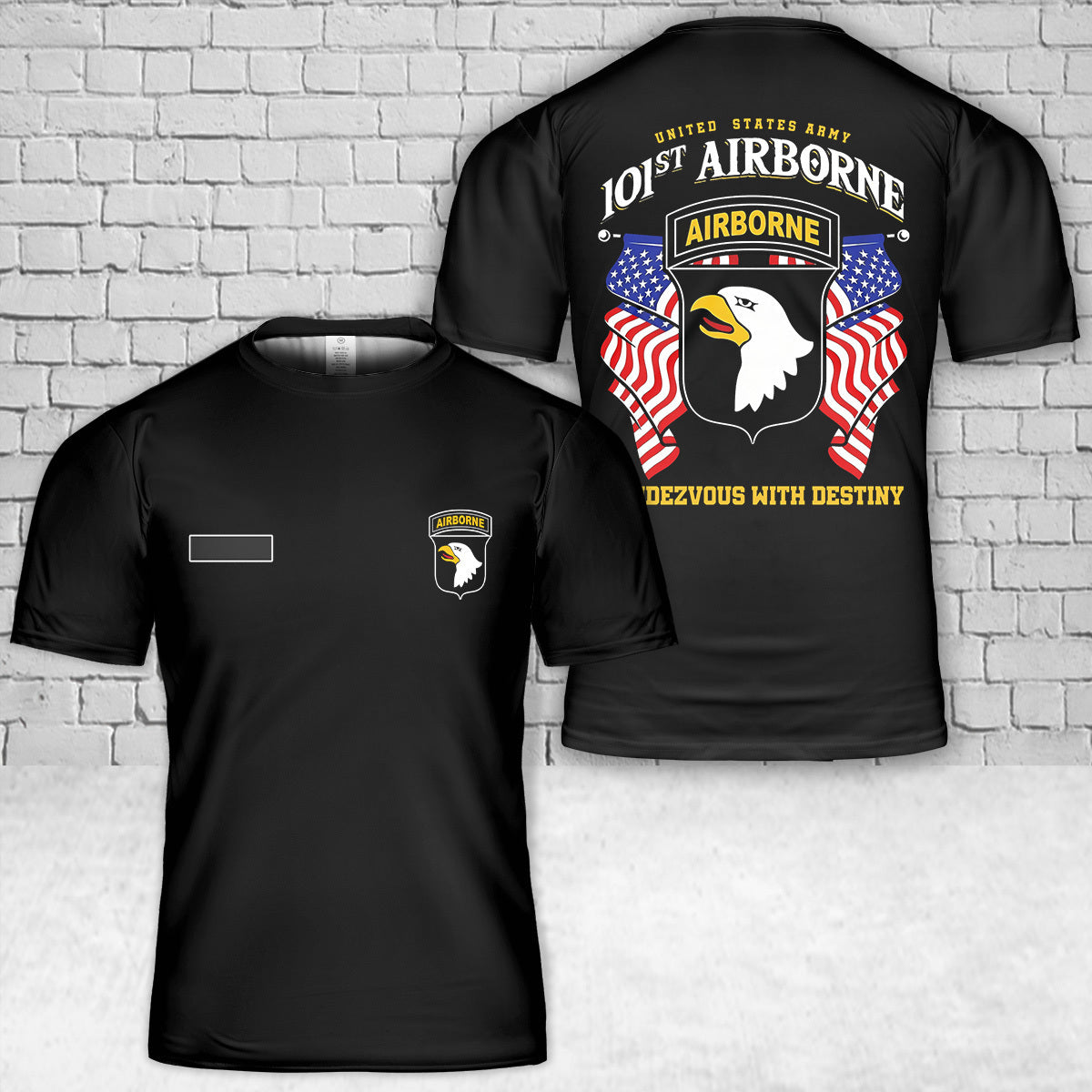 Custom Name 101st Airborne Paratrooper US Army Veteran T-Shirt 3D