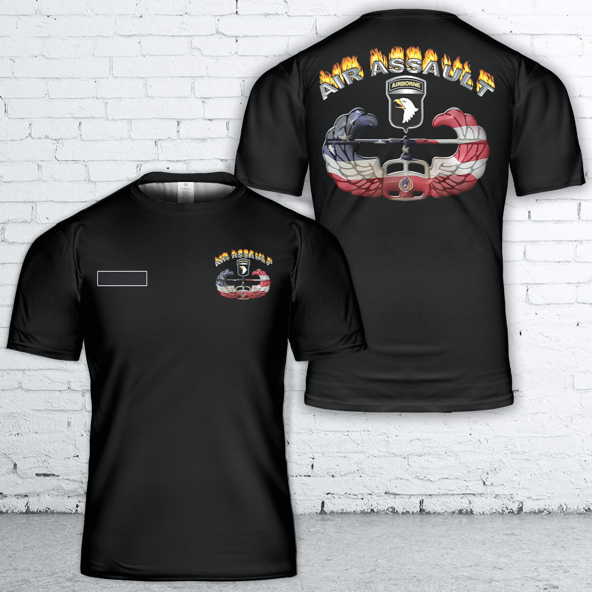 Custom Name 101st Airborne Patch with Air Assault Badge T-Shirt 3D