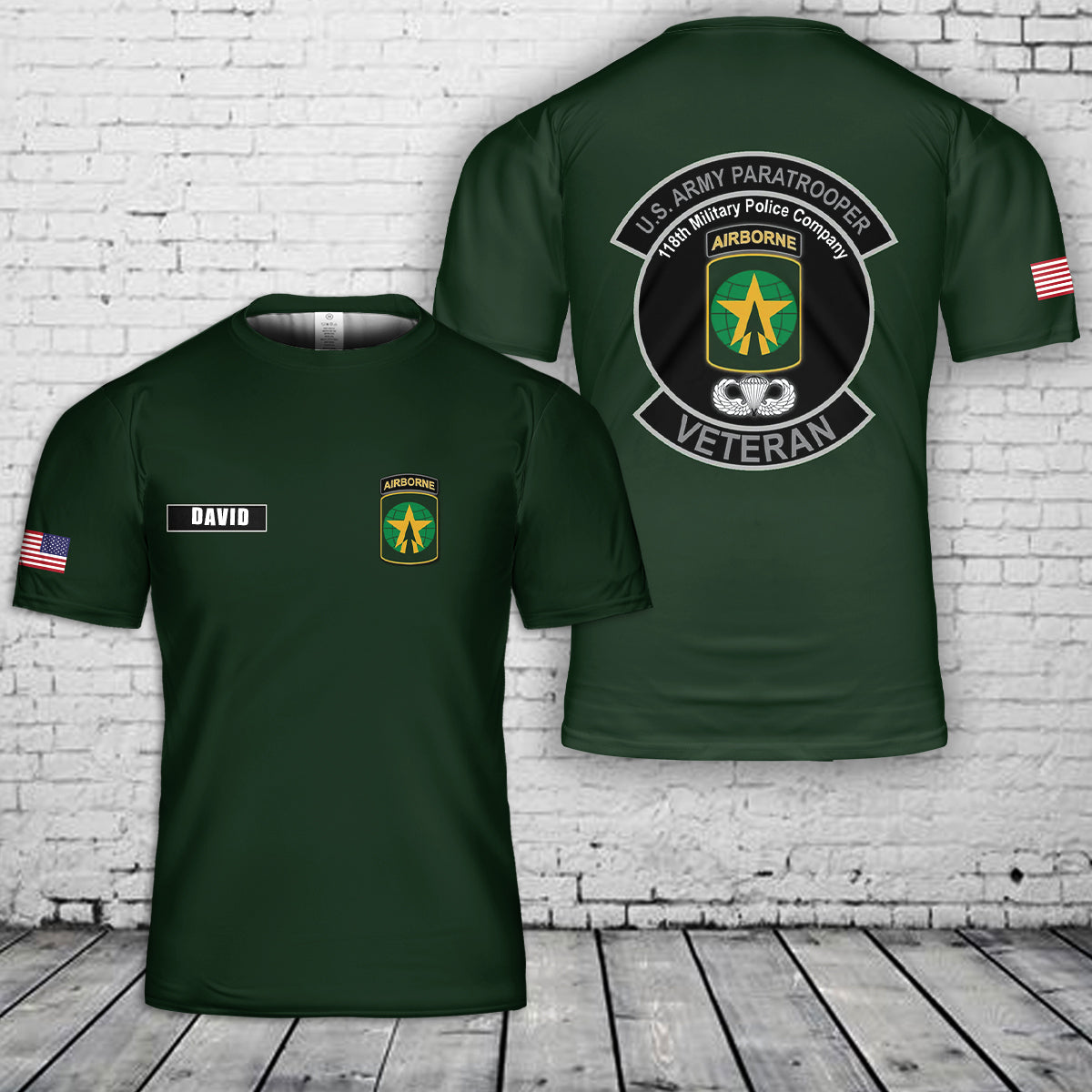 Custom Name 118th Military Police Company veteran Paratrooper 3D T-Shirt