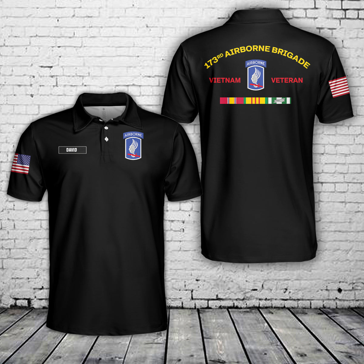 Custom Name 173rd Airborne Brigade Vietnam Polo Shirt