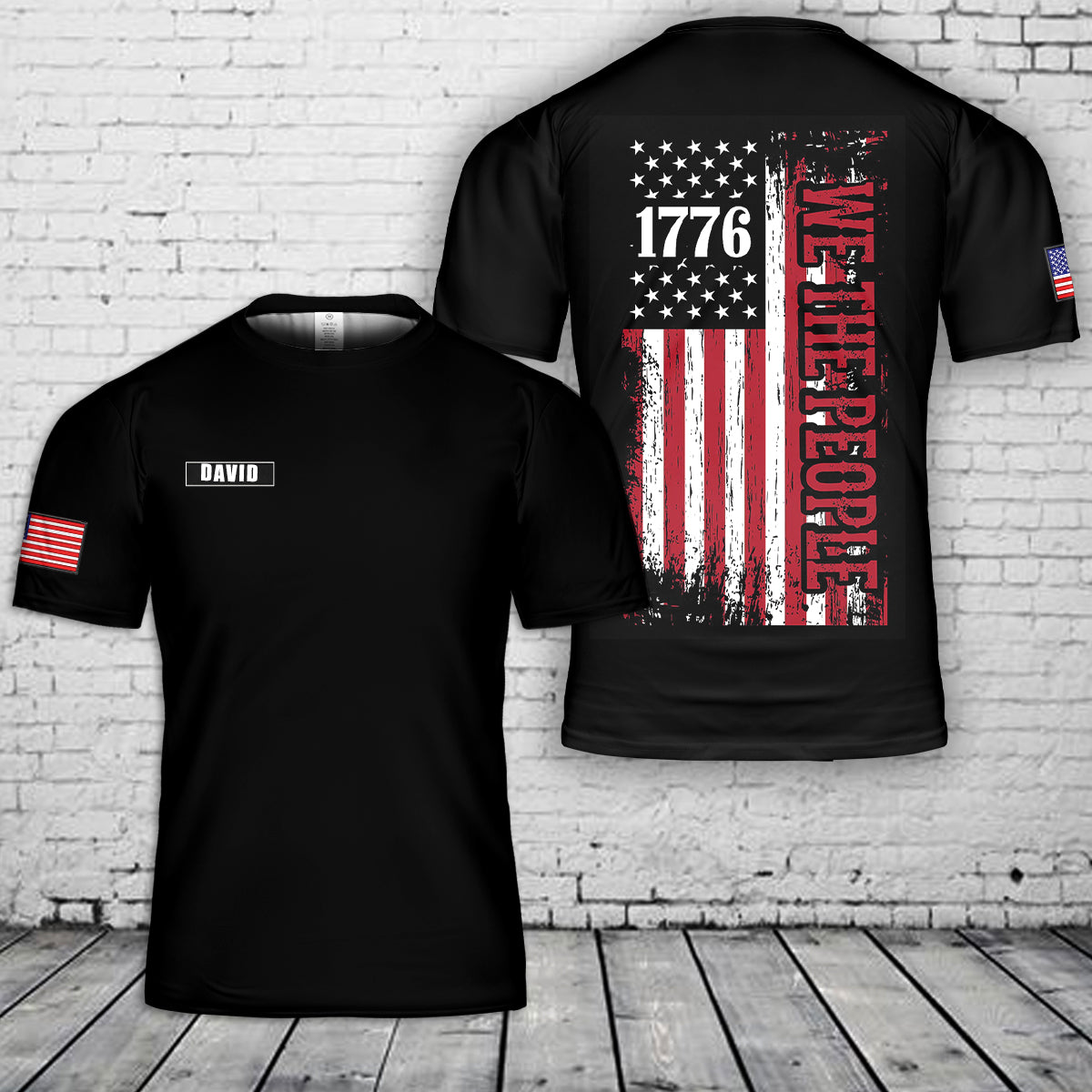 Custom Name 1776 Patriot Day We the People 3D T-Shirt