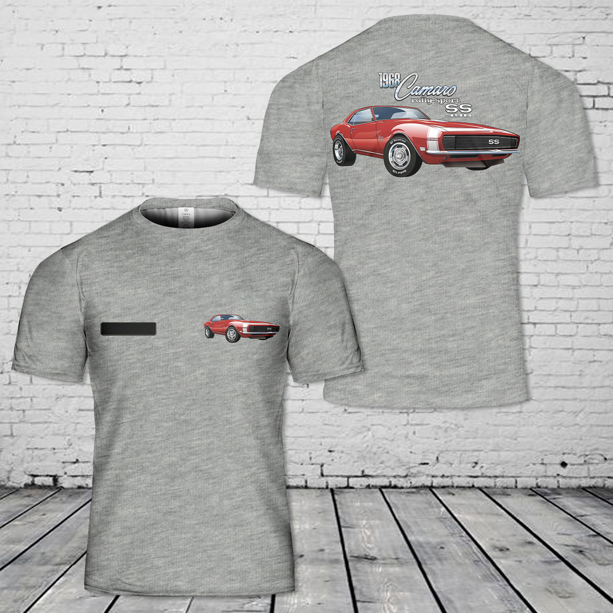 Custom Name 1968 Camaro RS 327 Red T-Shirt 3D