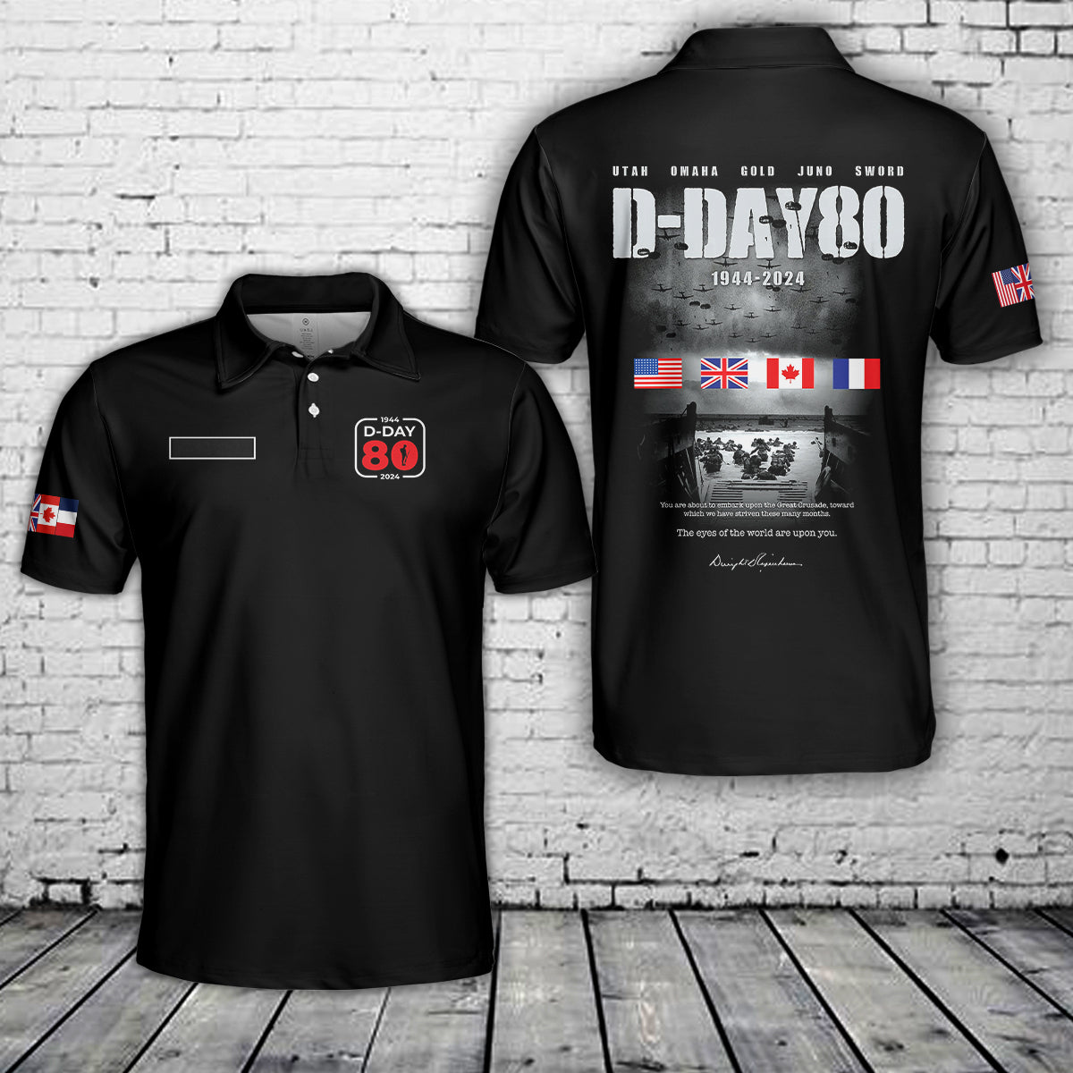 Custom Name 80th anniversary of D-Day Polo Shirt