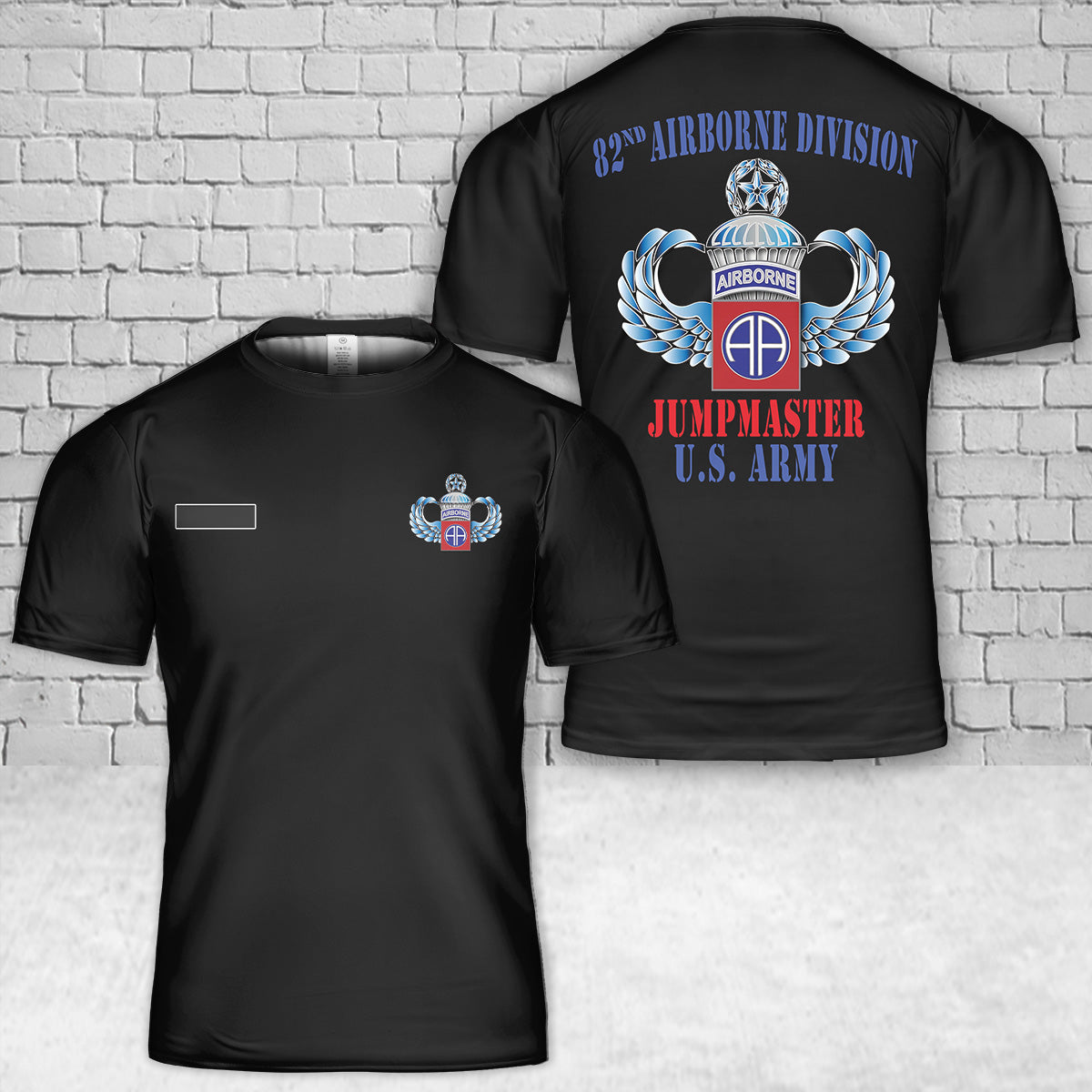 Custom Name 82nd Airborne Jumpmaster - Master Jump Wings T-Shirt 3D