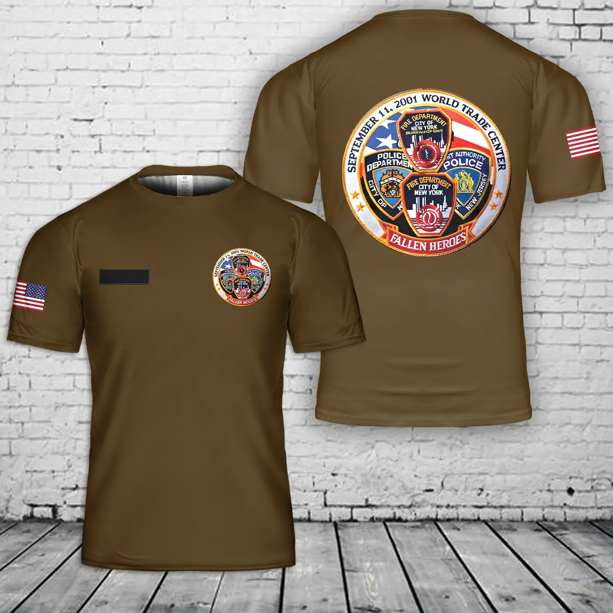 Custom Name 9/11 Fallen Heroes T-Shirt 3D