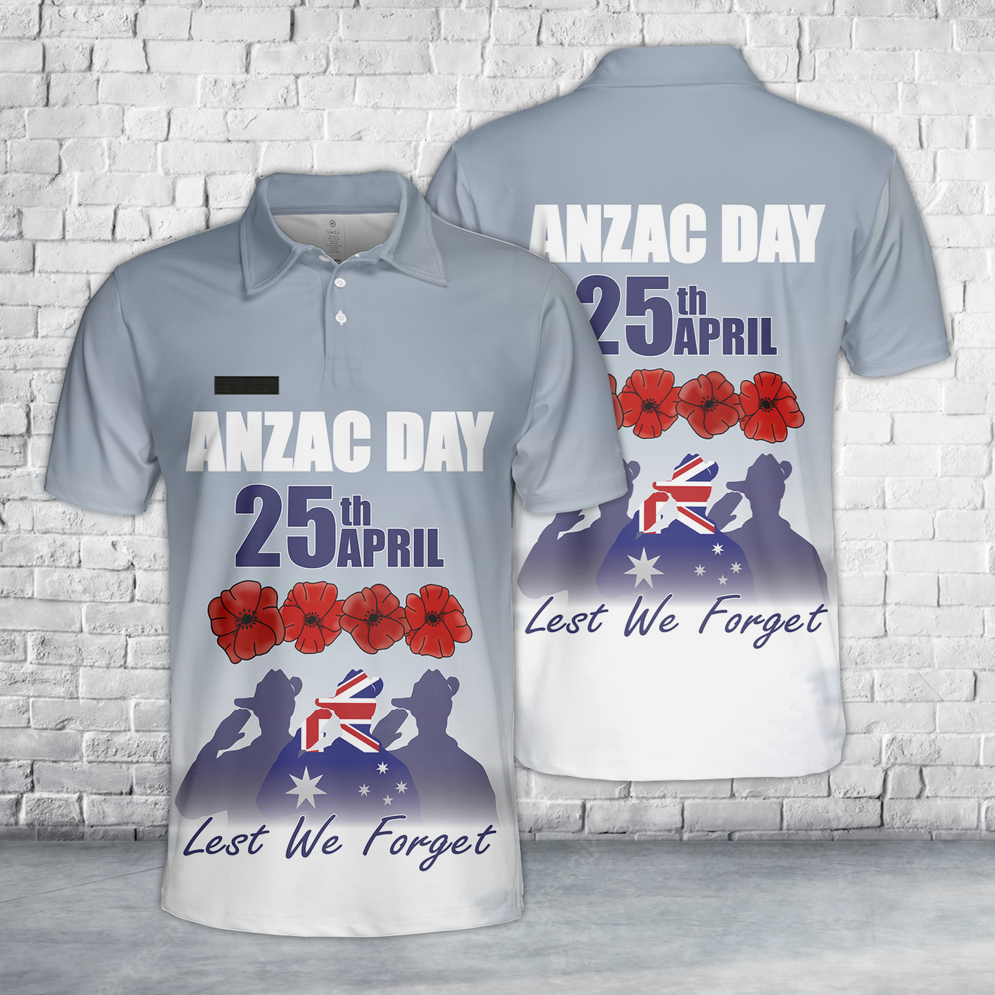 Custom Name ANZAC Day Soldier And Poppy Flowers Polo Shirt