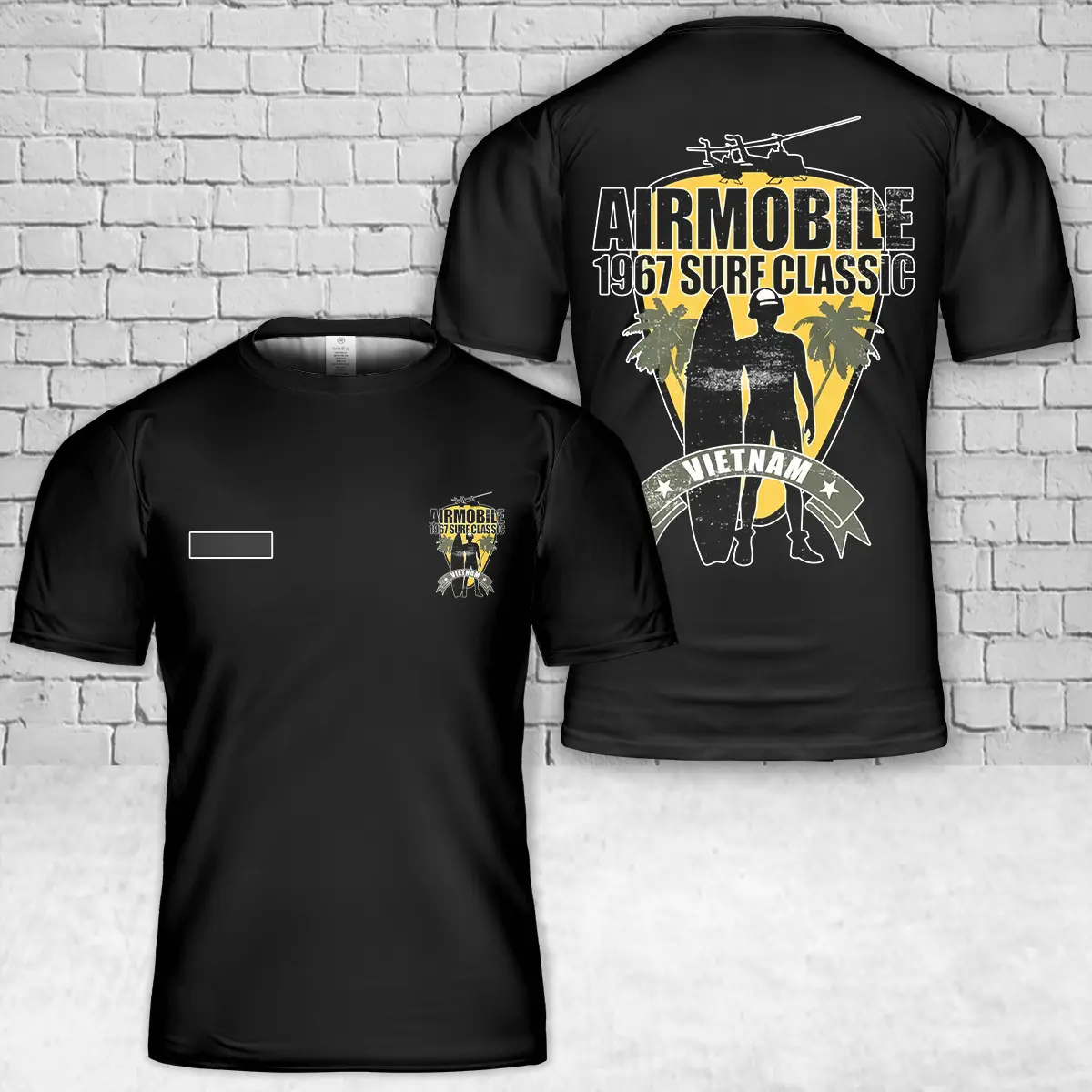 Custom Name Airmobile 1967 Surf Classic Vietnam (distressed) T-Shirt 3D