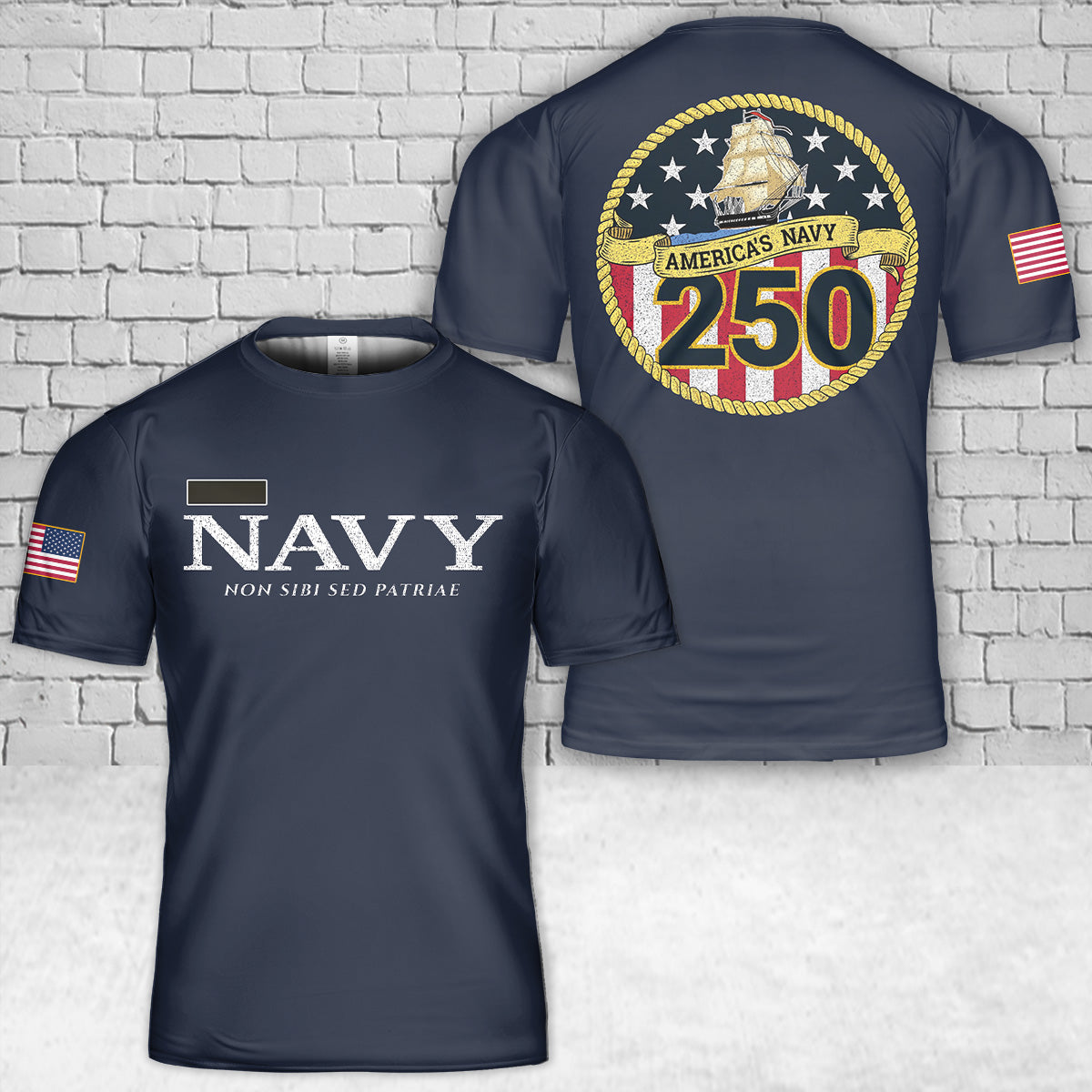 Custom Name America's Navy 250th Anniversary T-Shirt 3D