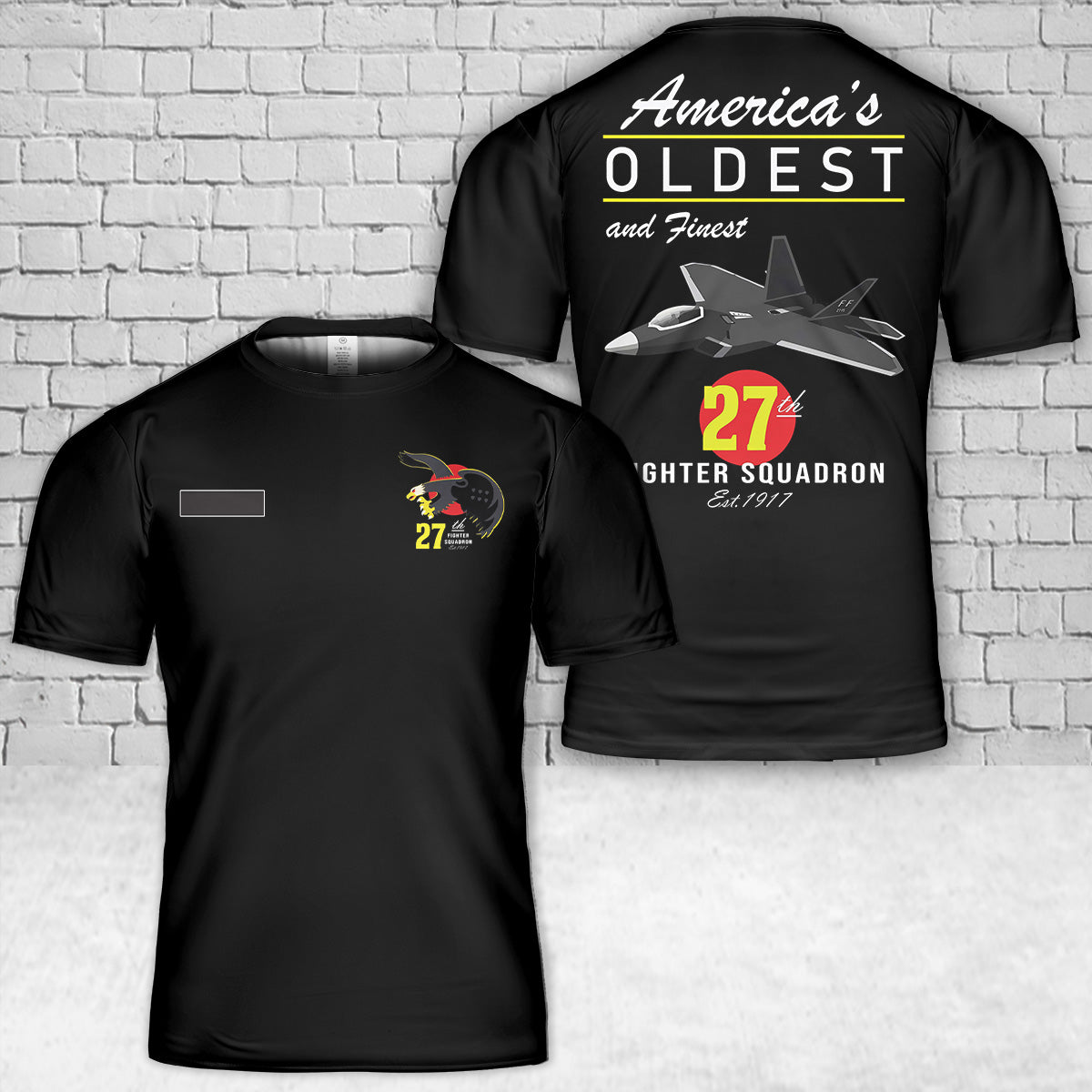 Custom Name America's Oldest and Finest 27th Fighter Squadron Est 1917 T-Shirt 3D