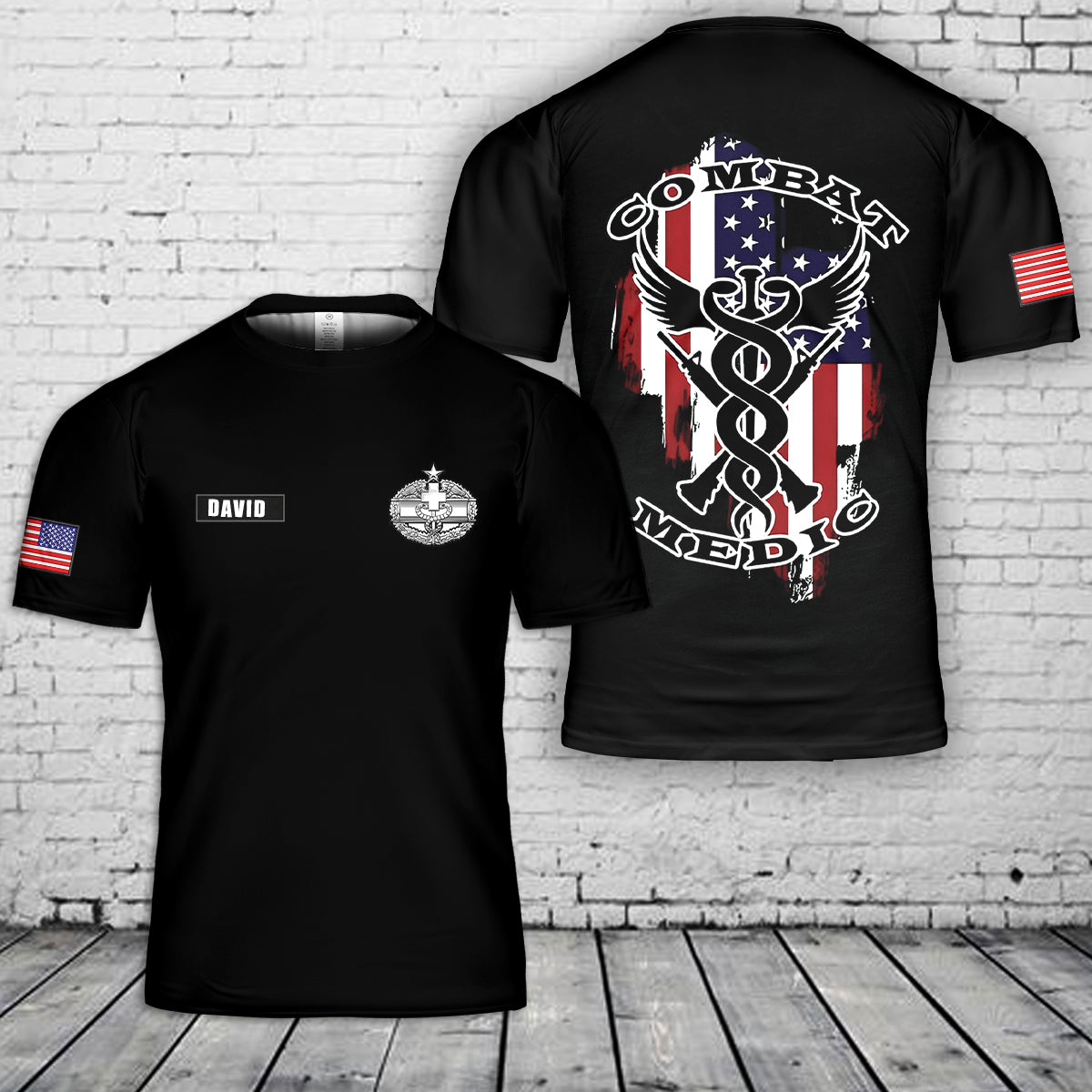 Custom Name American Combat Medic 3D T-Shirt