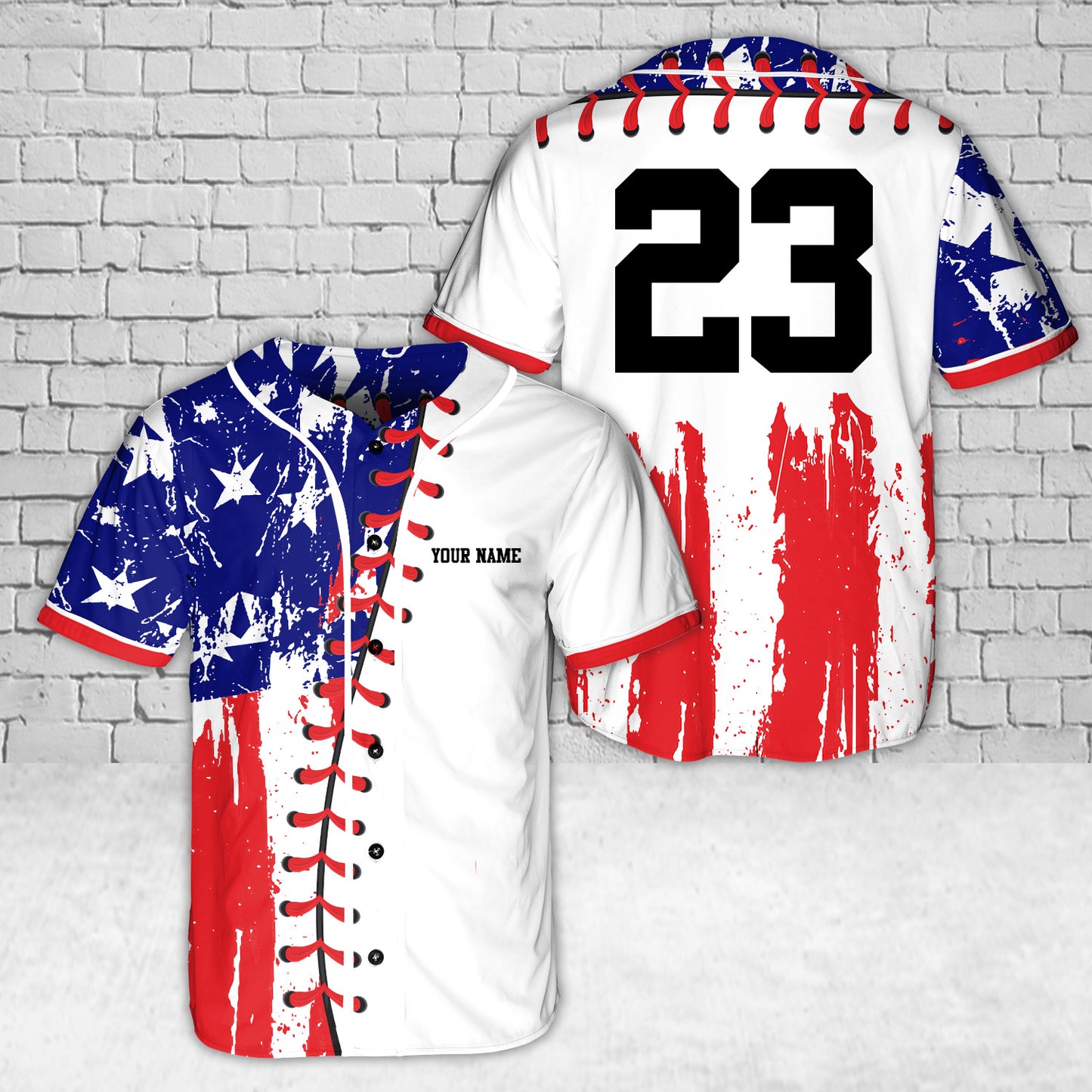 Custom Name And Number 4th Of July Baseball Jersey