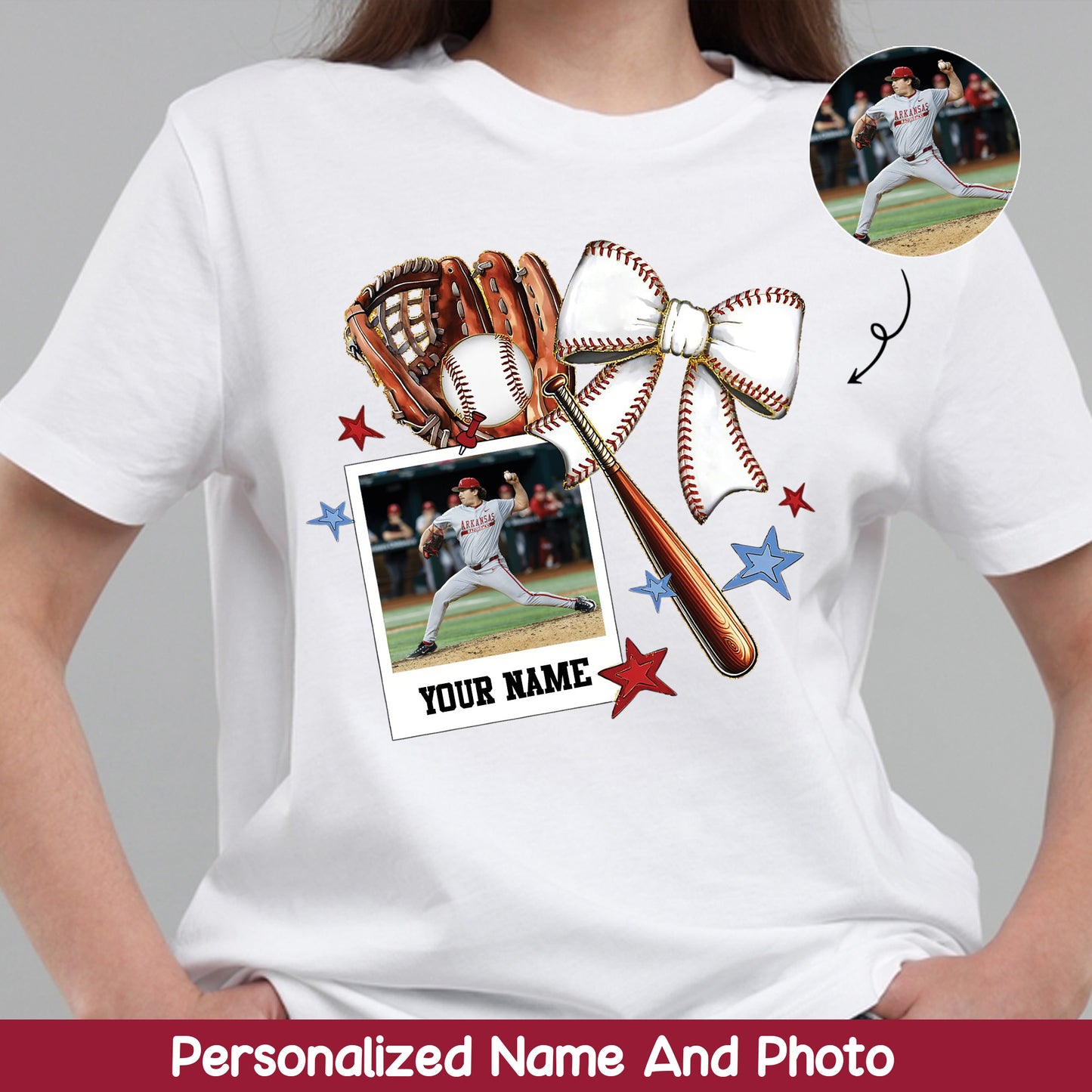Custom Name And Photo Baseball Classic Unisex T-Shirt Gildan 5000 (Made In US)