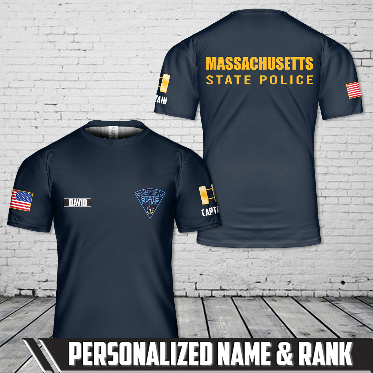 Custom Name And Rank Massachusetts State Police (MSP) T-Shirt 3D