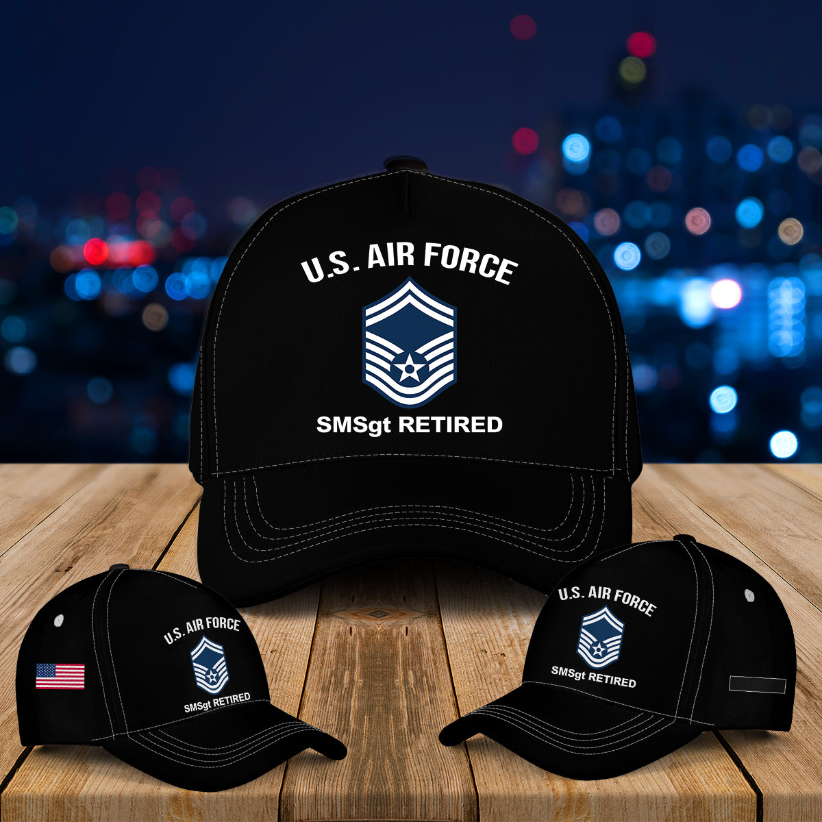 Custom Name And Rank US Air Force Baseball Cap