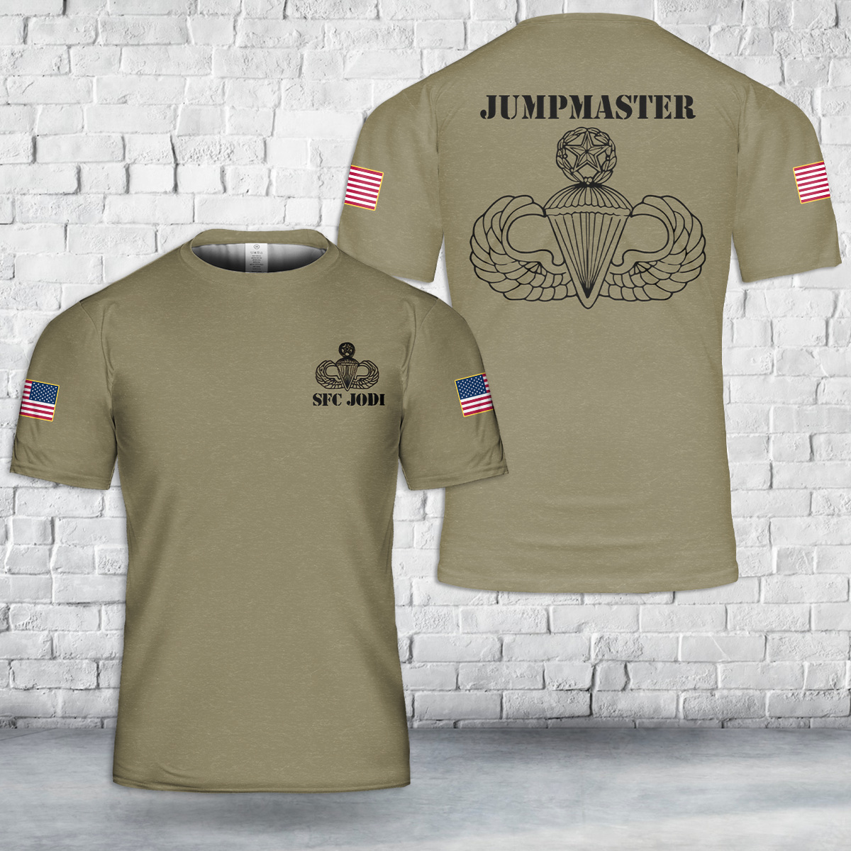 Custom Name And Rank US Army Jump Wings Parachutist Badge T-Shirt 3D