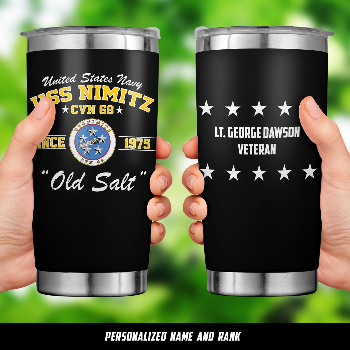 Custom Name And Rank US Navy USS Nimitz (CVN-68) Tumbler 20oz