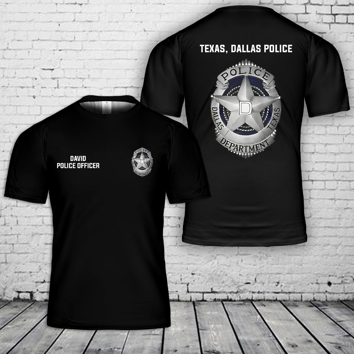 Custom Name And Title Rank Dallas, Texas, Dallas Police Department T-Shirt 3D