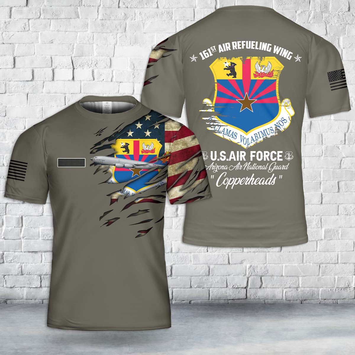 Custom Name Arizona Air National Guard 161st Air Refueling Wing KC-135R Stratotanker T-Shirt 3D