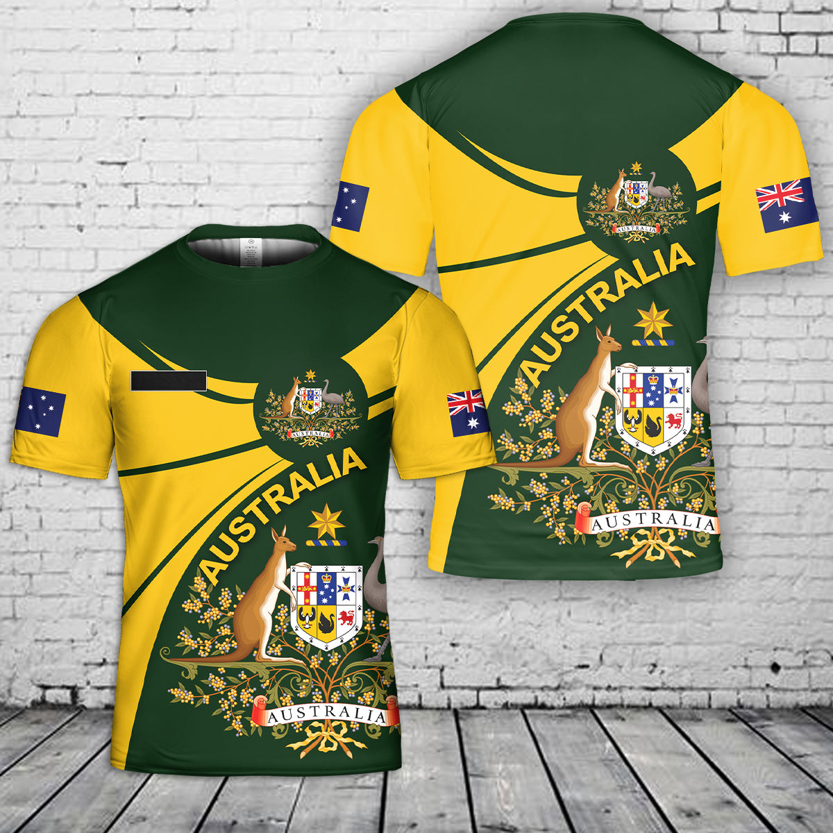 Custom Name Australia Round Coat Of Arms T-Shirt 3D
