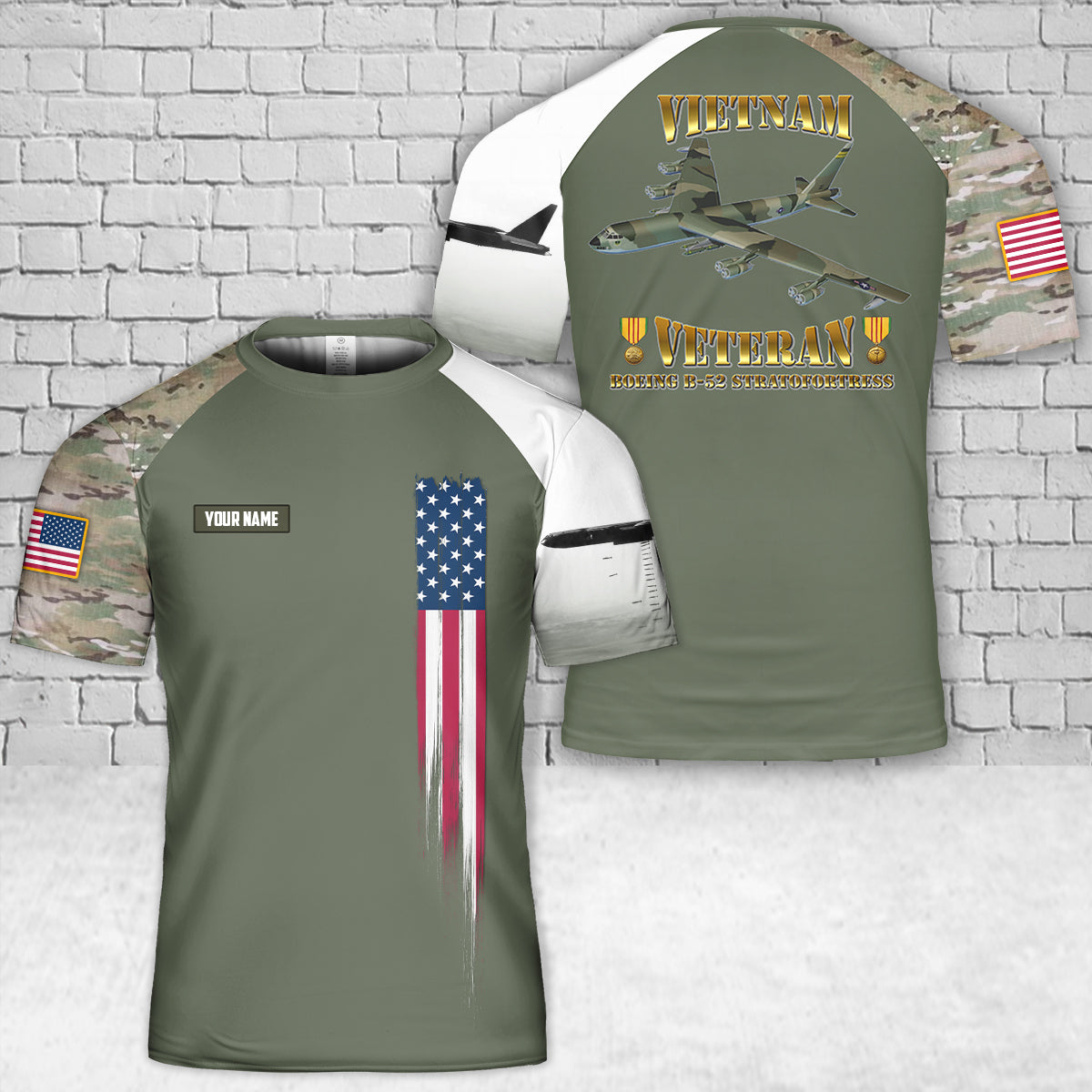 Custom Name B-52 Stratofortress Vietnam Veteran 3D T-Shirt