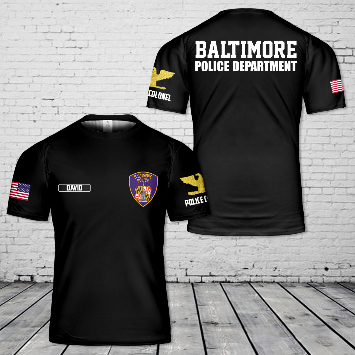 Custom Name And Rank Baltimore, Maryland, Baltimore Police Department (BPD) T-Shirt 3D