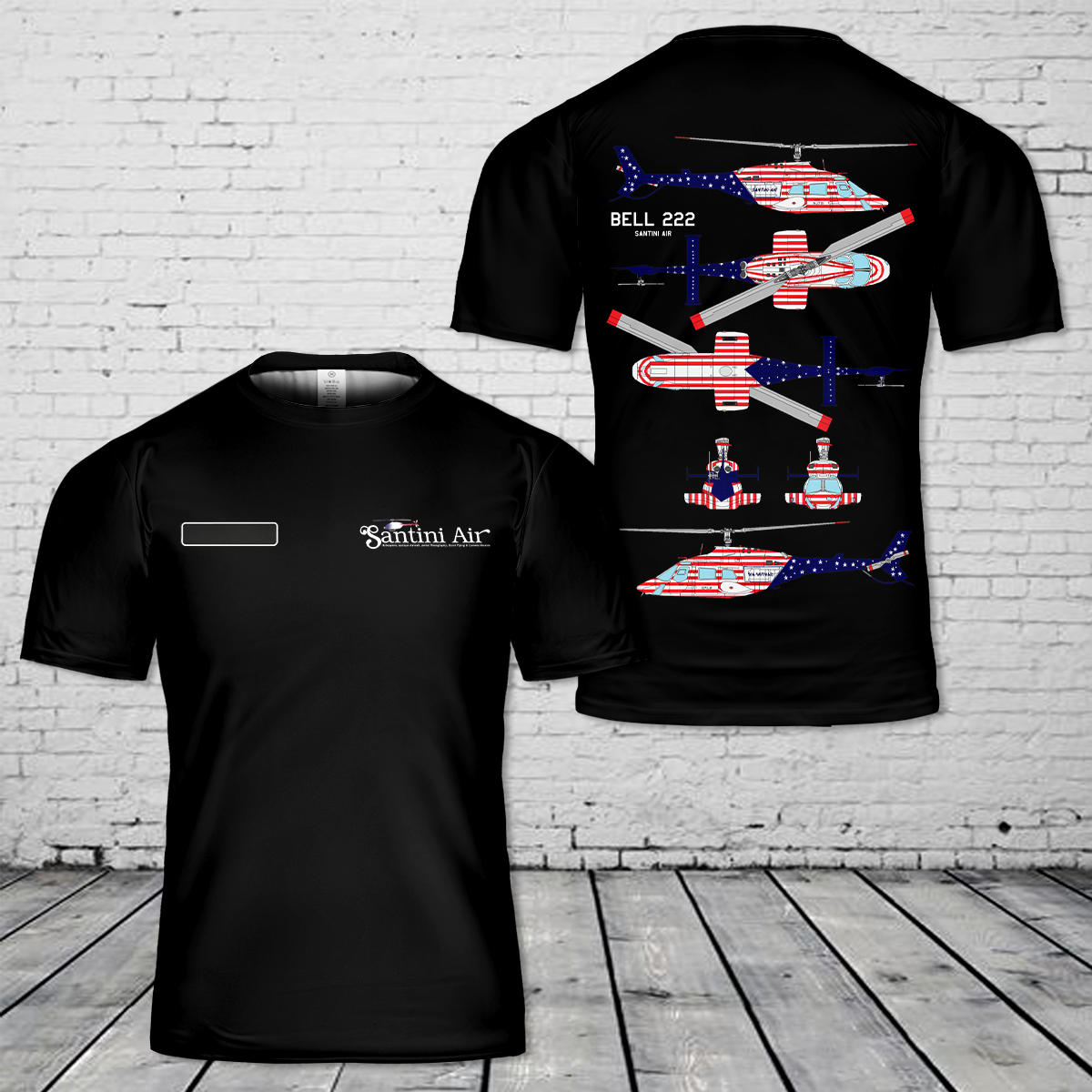 Custom Name Bell 222 Santini Air T-Shirt 3D