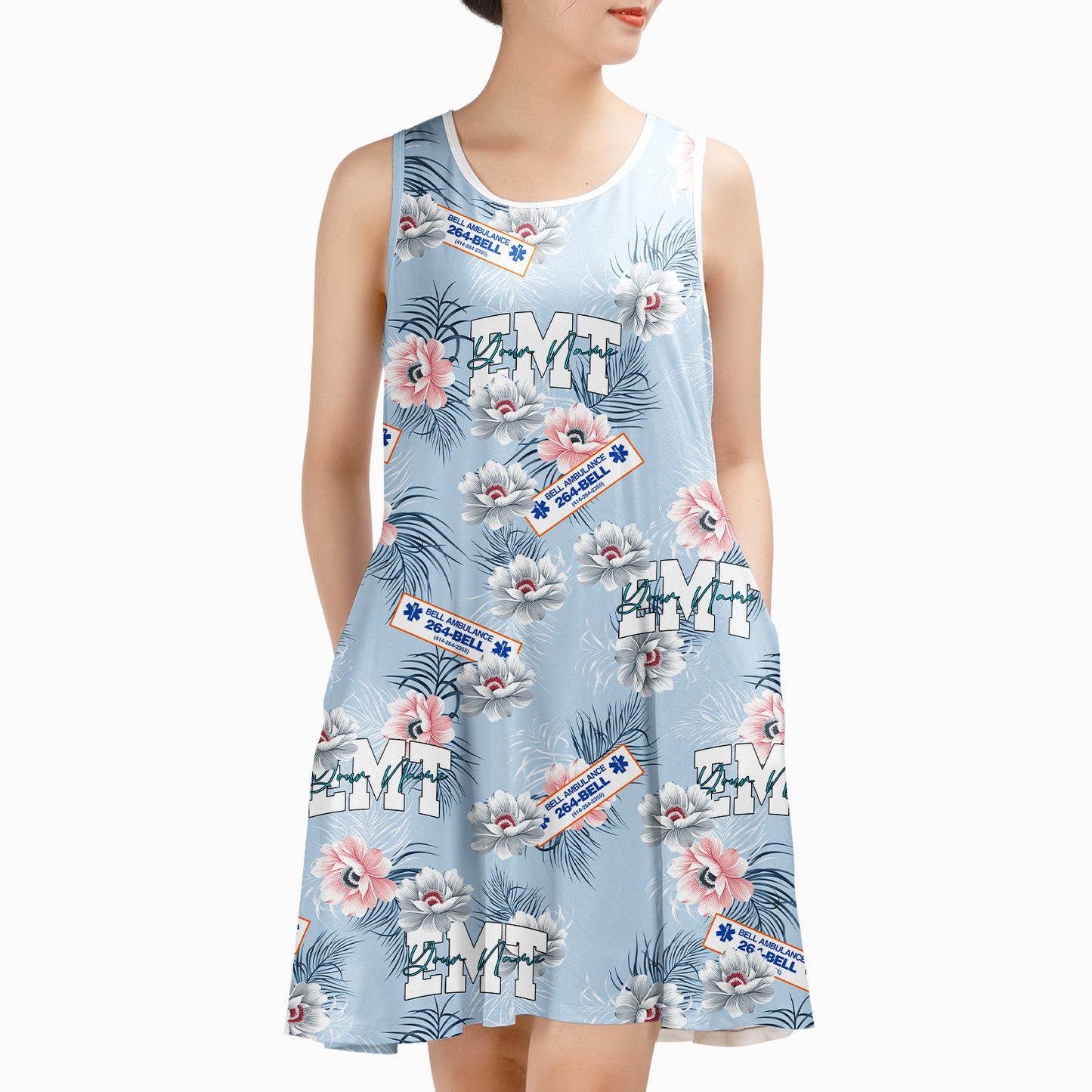 Custom Name Bell Ambulance, Milwaukee, Wisconsin Sleeveless Dress