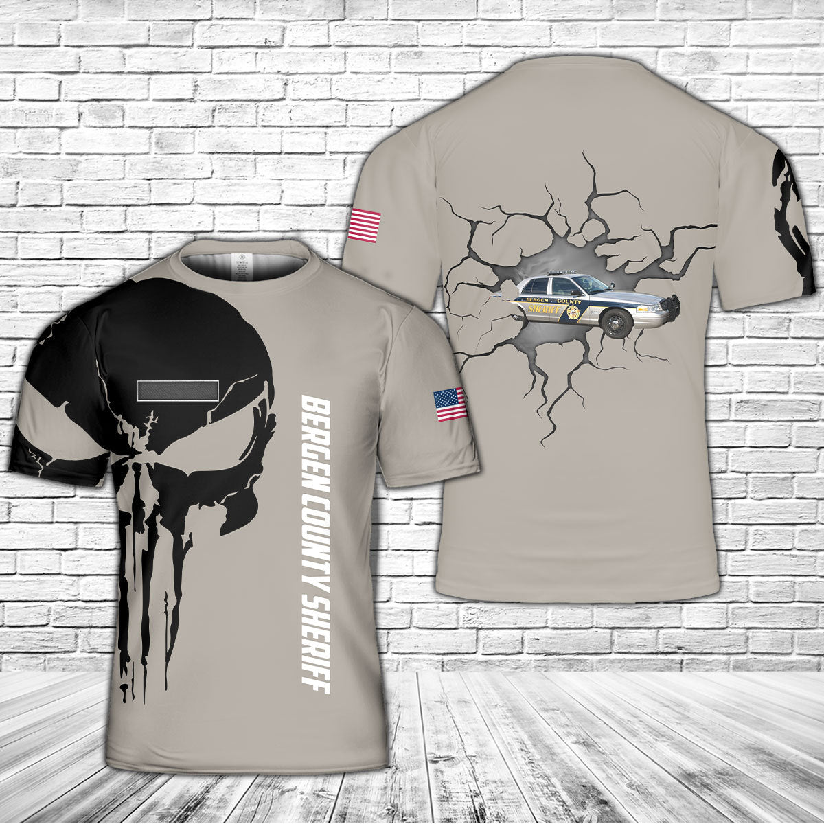 Custom Name Bergen County Sheriff, New Jersey 3D T-shirt