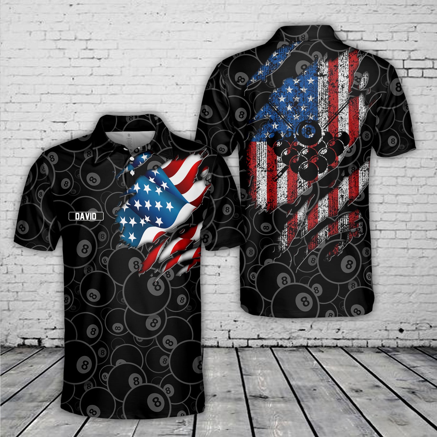 Custom Name Billiard Flag Polo Shirt