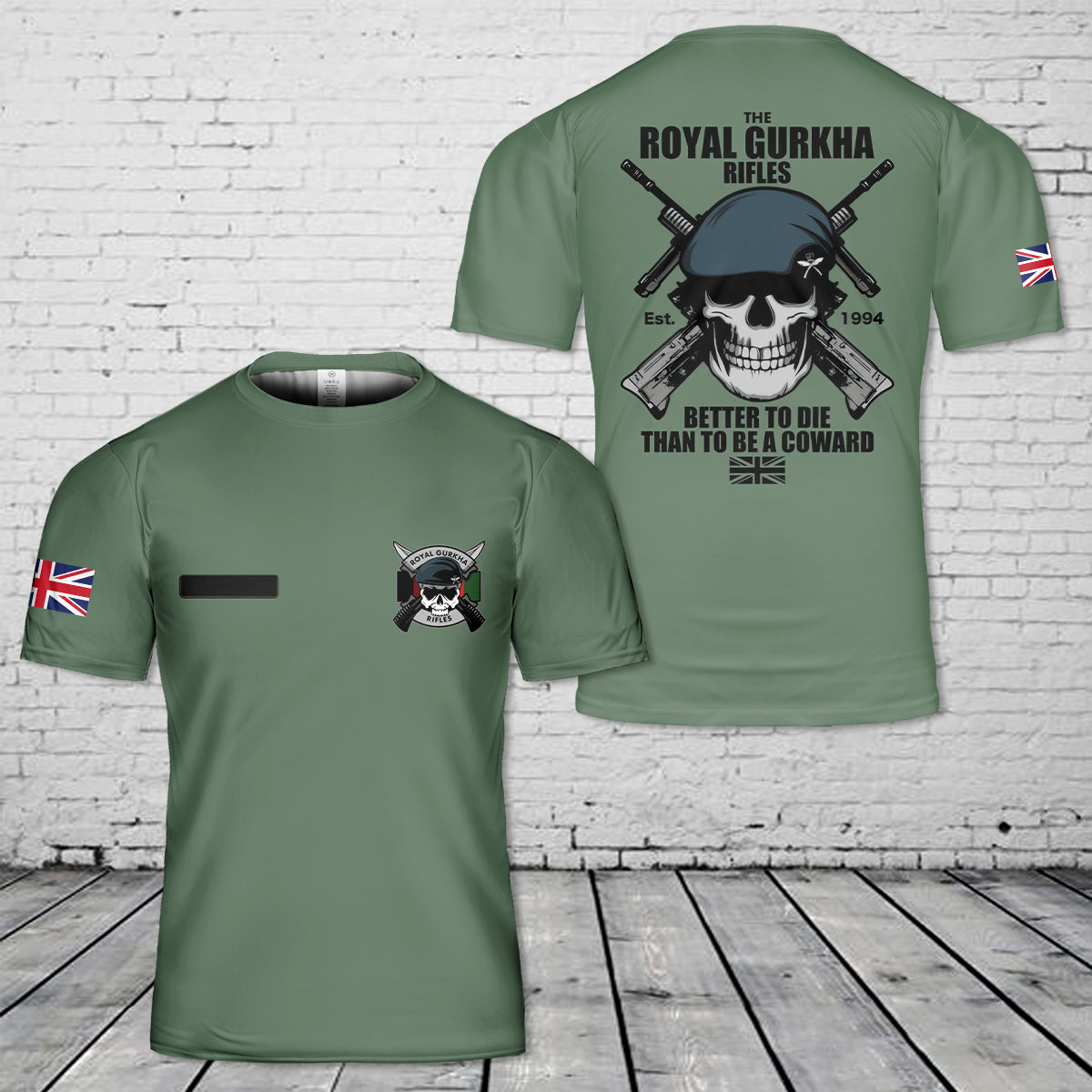Custom Name British Army, The Royal Gurkha Rifles (RGR) T-Shirt 3D