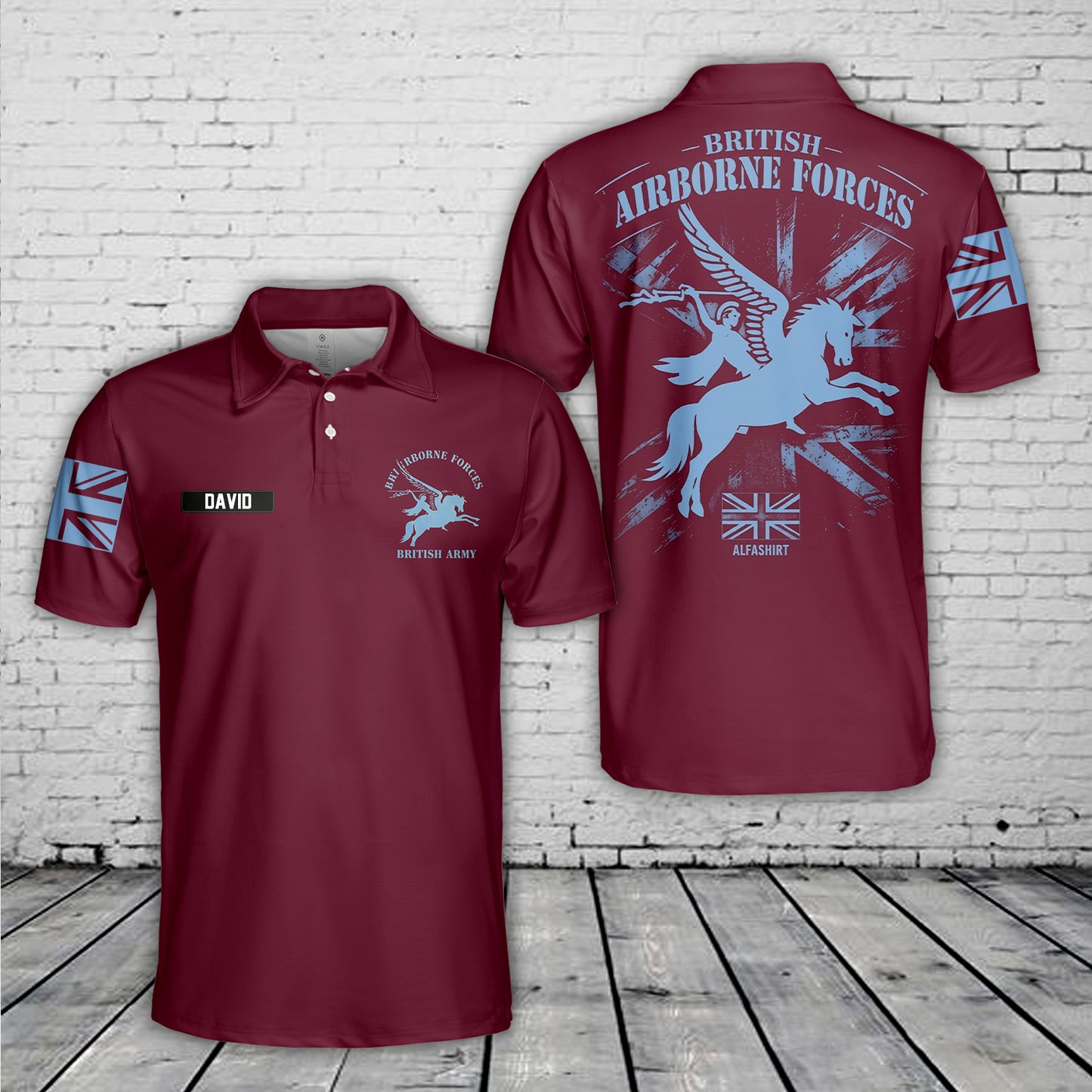 Custom Name British Army Paras Airborne Forces Pegasus Polo Shirt