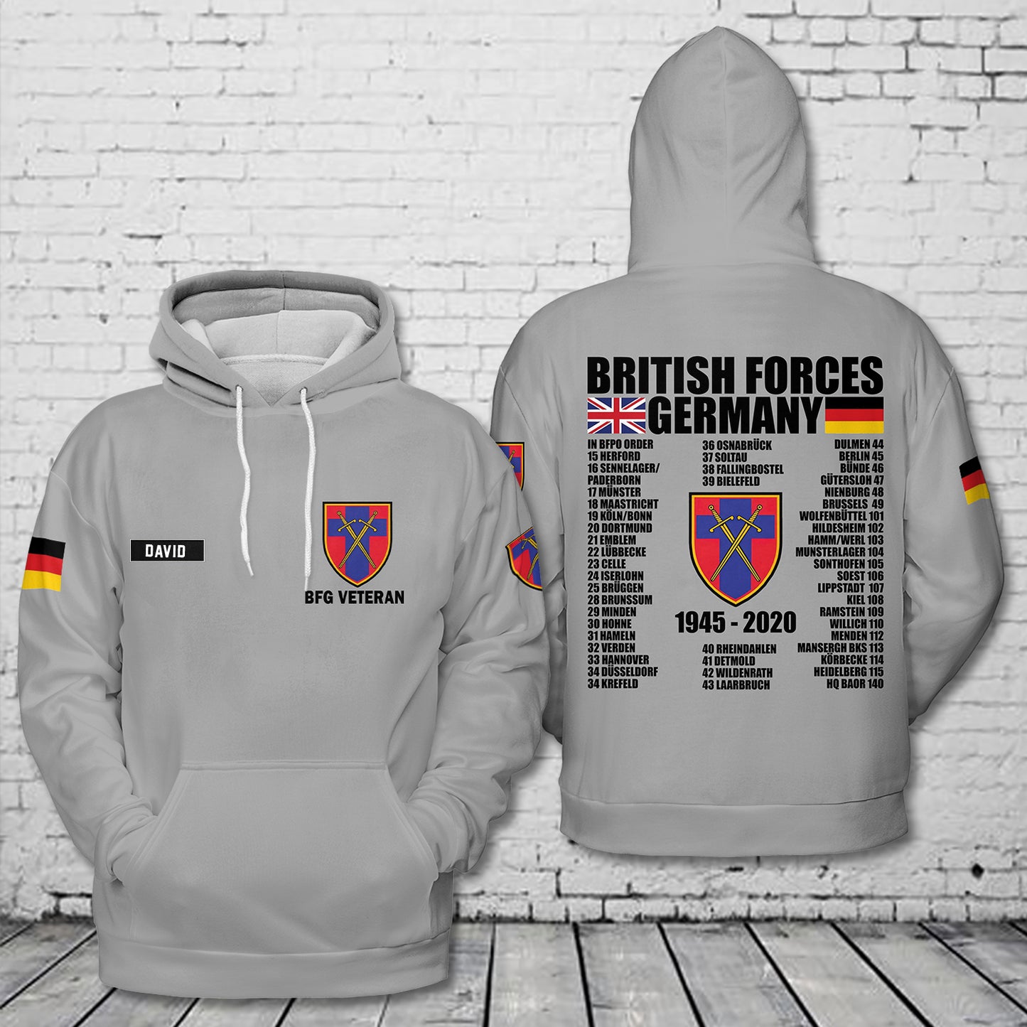 Custom Name British Forces Germany Veteran 3D Hoodie