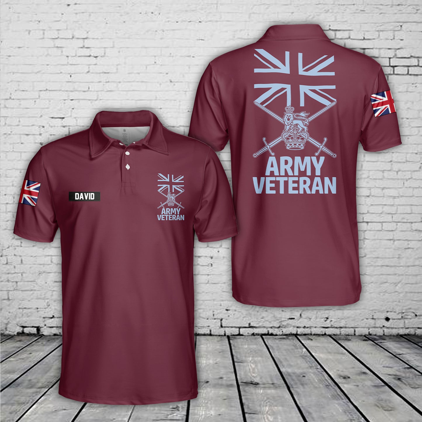 Custom Name British Military Regiment Army Veteran Polo Shirt
