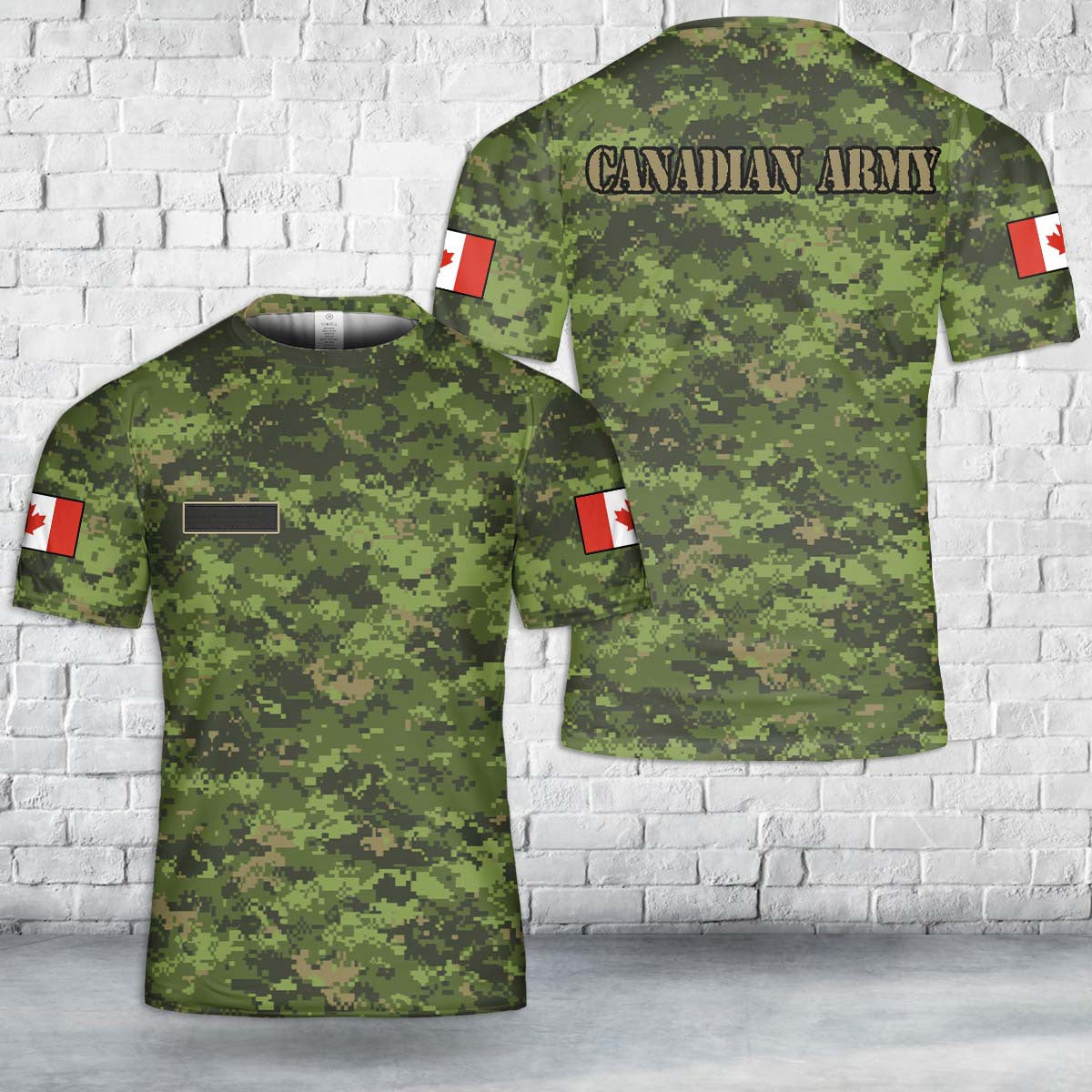 Custom Name Canadian Army Canadian Disruptive Pattern (CADPAT) Camo T-Shirt 3D