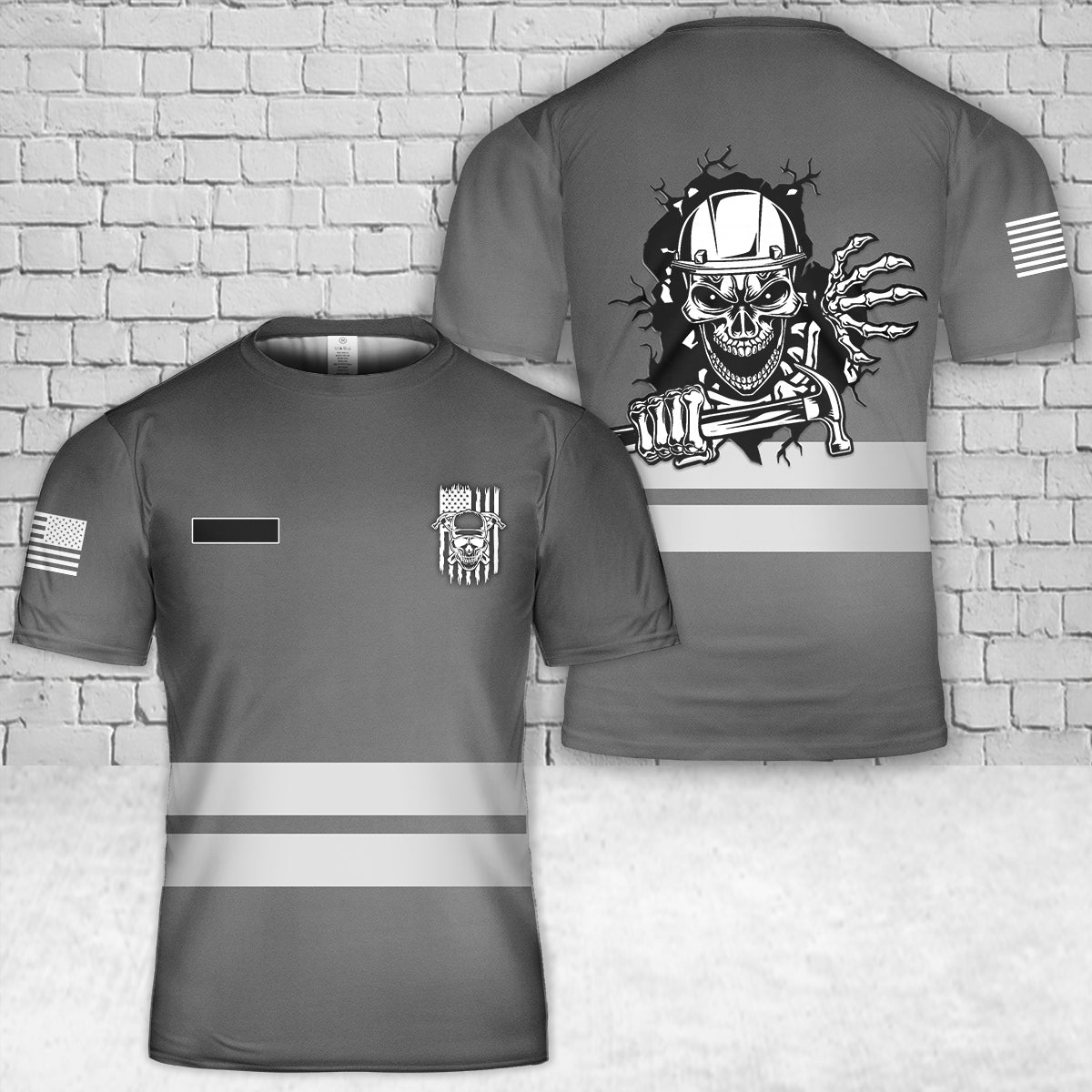 Custom Name Carpenter Skull T-Shirt 3D