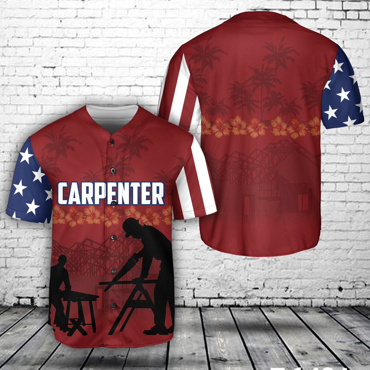 Custom Name Carpenter Tropical Baseball Jersey