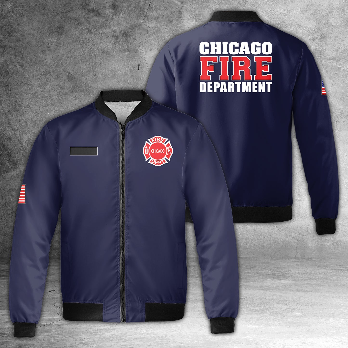 Custom Name Chicago Fire Department AOP Fleece Bomber Jacket