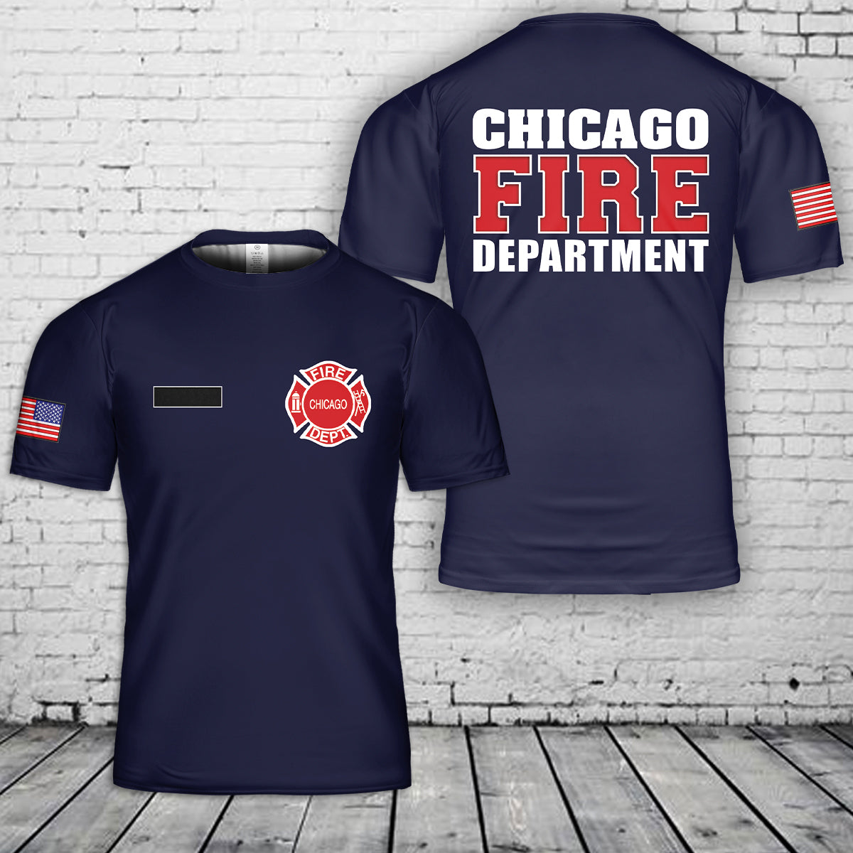 Custom Name Chicago Fire Department T-Shirt 3D
