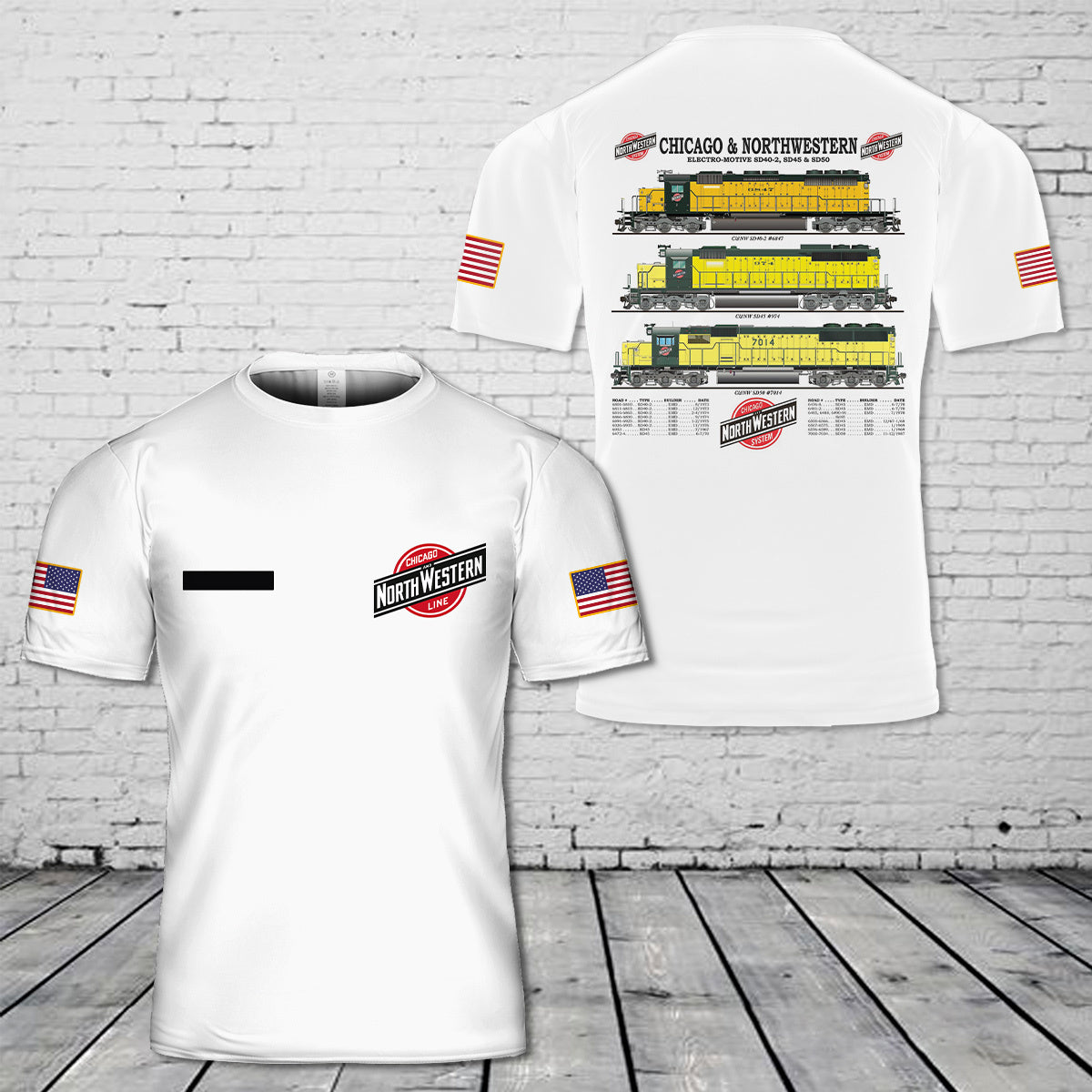Custom Name Chicago and North Western Transportation Company T-Shirt 3D