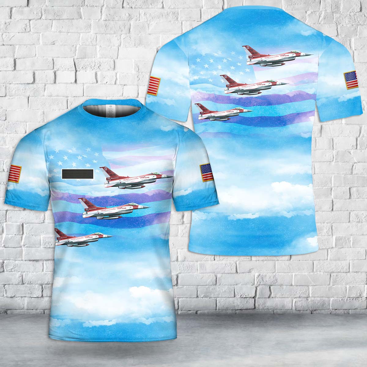 Custom Name Colorado Air National Guard, 140th Wing Minute Men aerobatic team General Dynamics F-16C Fighting Falcon T-Shirt 3D