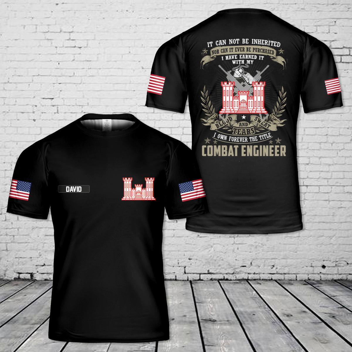Custom Name Combat Engineer 3D T-Shirt