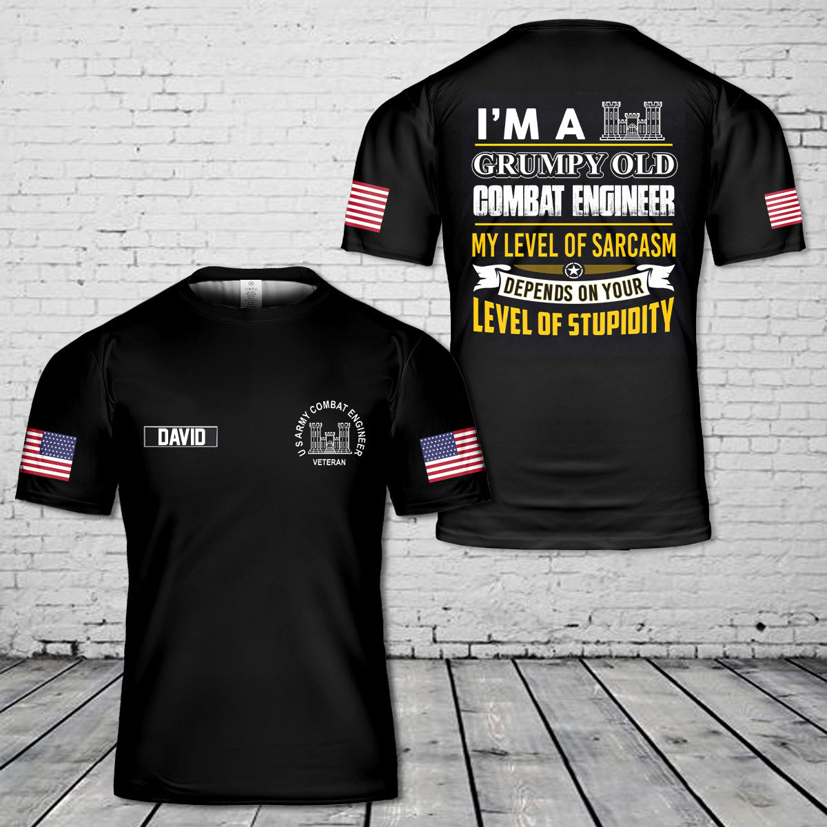 Custom Name Combat Engineer I'm A Grumpy Old 3D T-Shirt