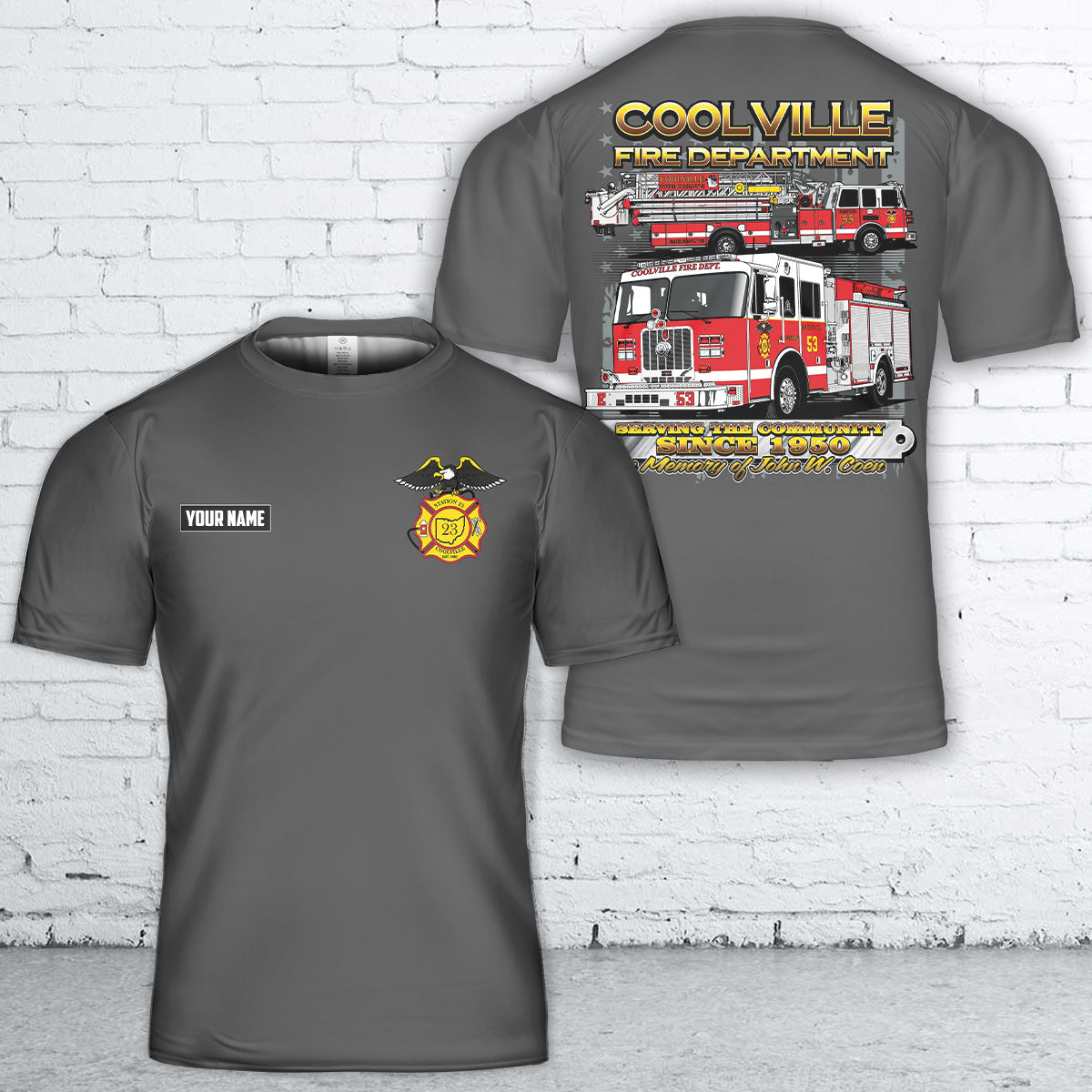 Custom Name Coolville, Ohio, Coolville Volunteer Fire Department T-Shirt 3D