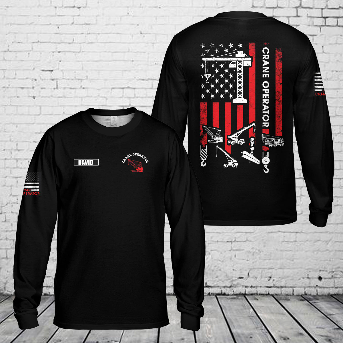 Custom Name Crane Operator Long Sleeve Shirt
