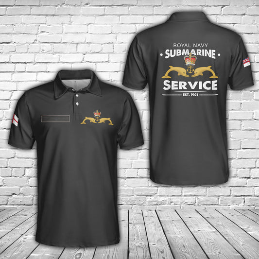 Custom Name Royal Navy Submarine Service Polo Shirt