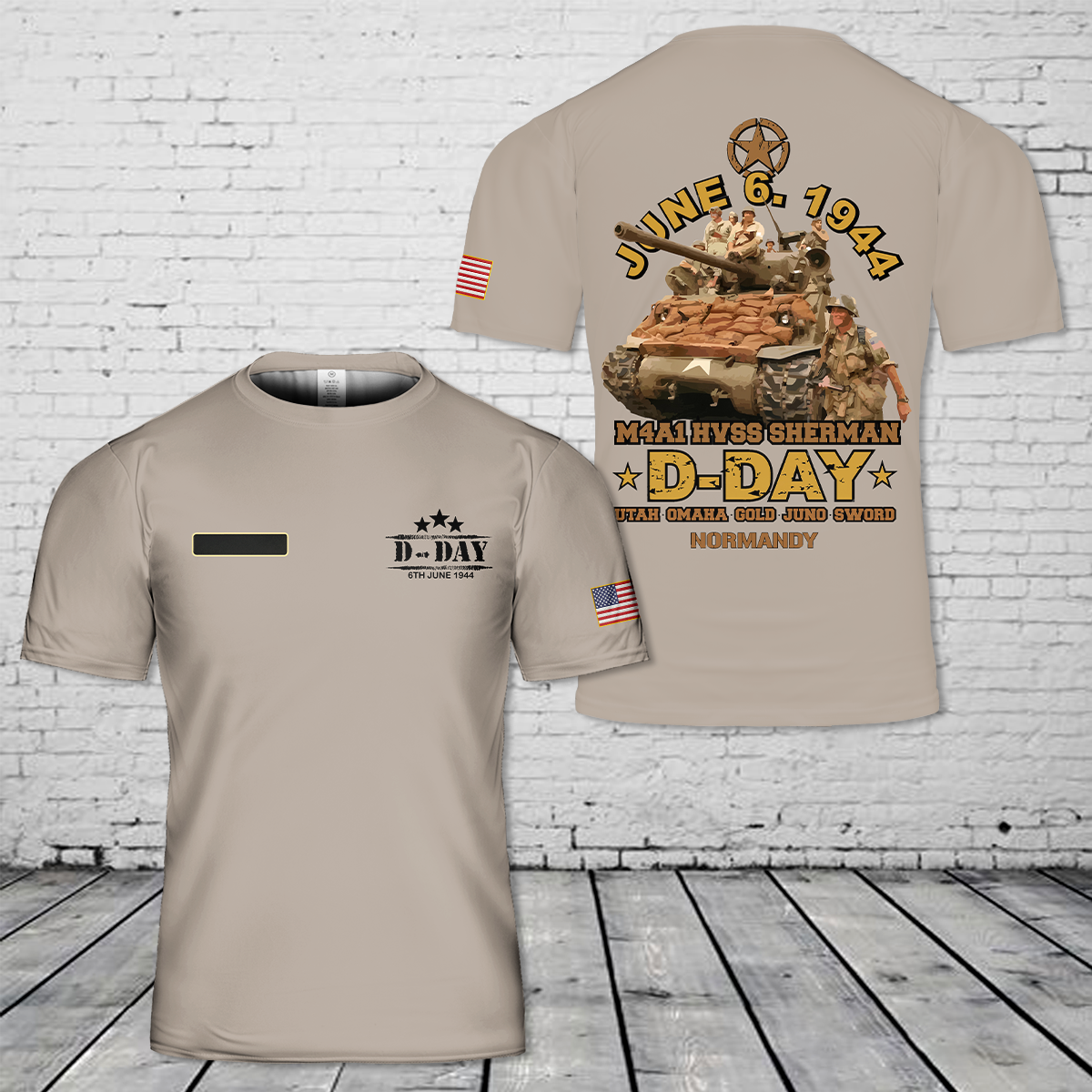 Custom Name D-DAY, M4A1 HVSS SHERMAN Normandy T-Shirt 3D